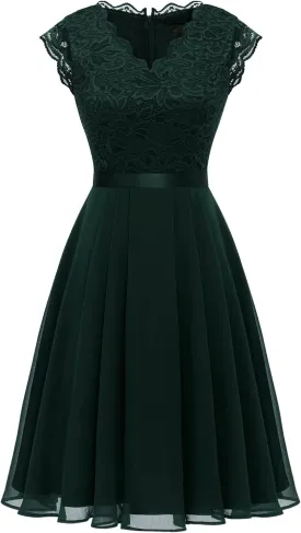 Dressystar Women's V Neck Sleeveless Lace Bridesmaid Dress Wedding Party Gown