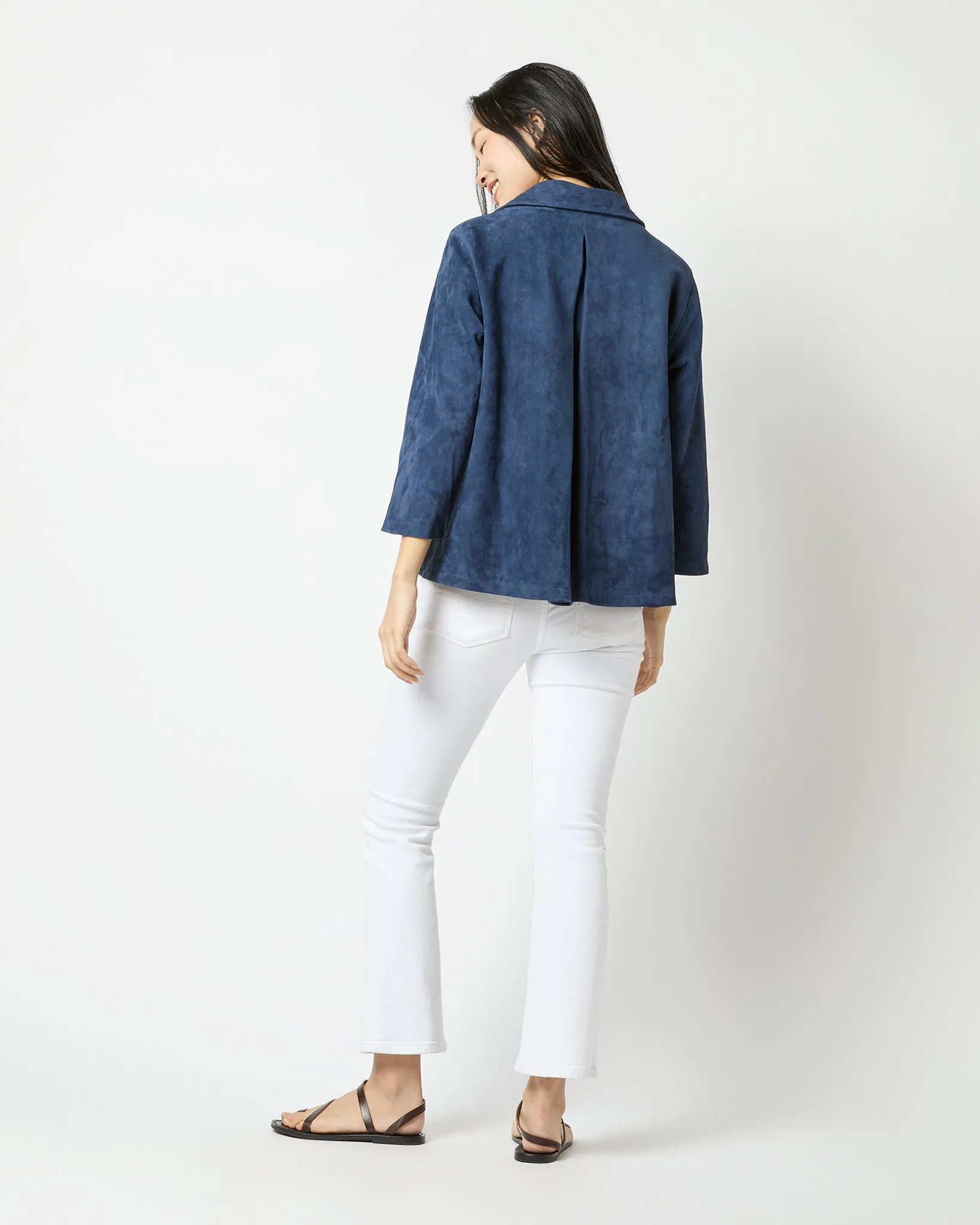 Edith Jacket in Bright Navy Lambskin Suede