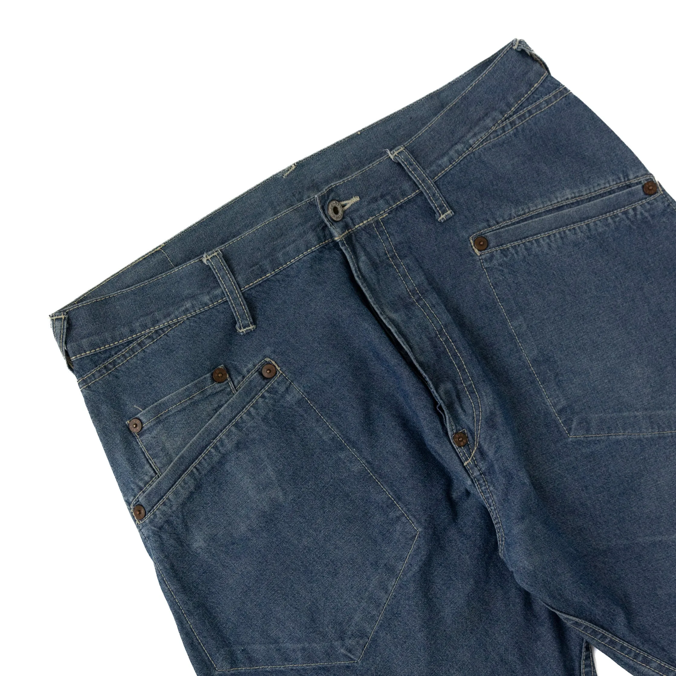 Embroidered Evisu Jeans with Stripe Detail in Denim