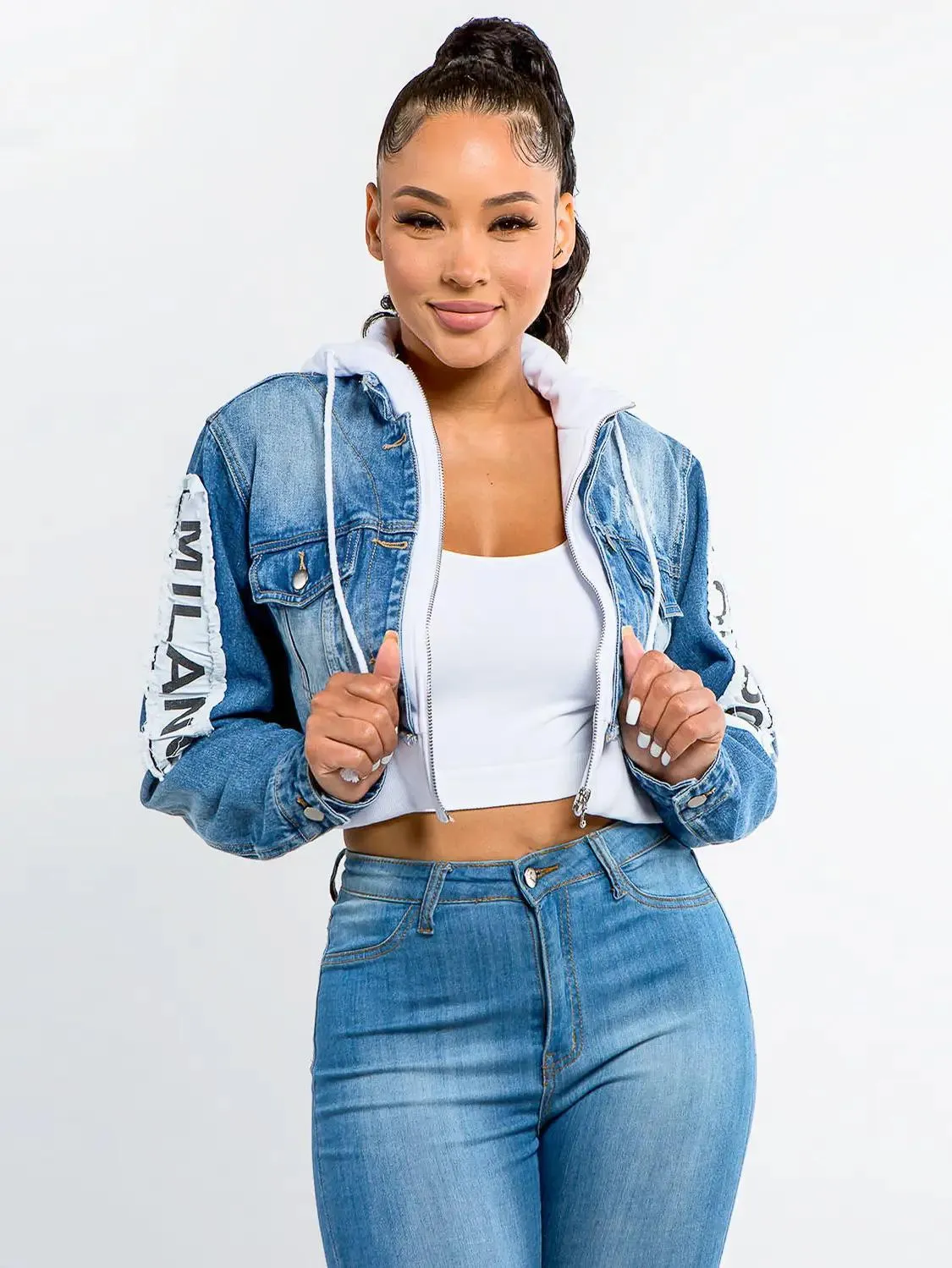 FASHION TOUR DENIM JACKET WITH HOODIE