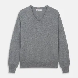 Flannel Grey V-Neck Cashmere Jumper