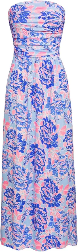 GRACE KARIN Women Strapless Casual Loose Ruched Long Maxi Dress with Pockets