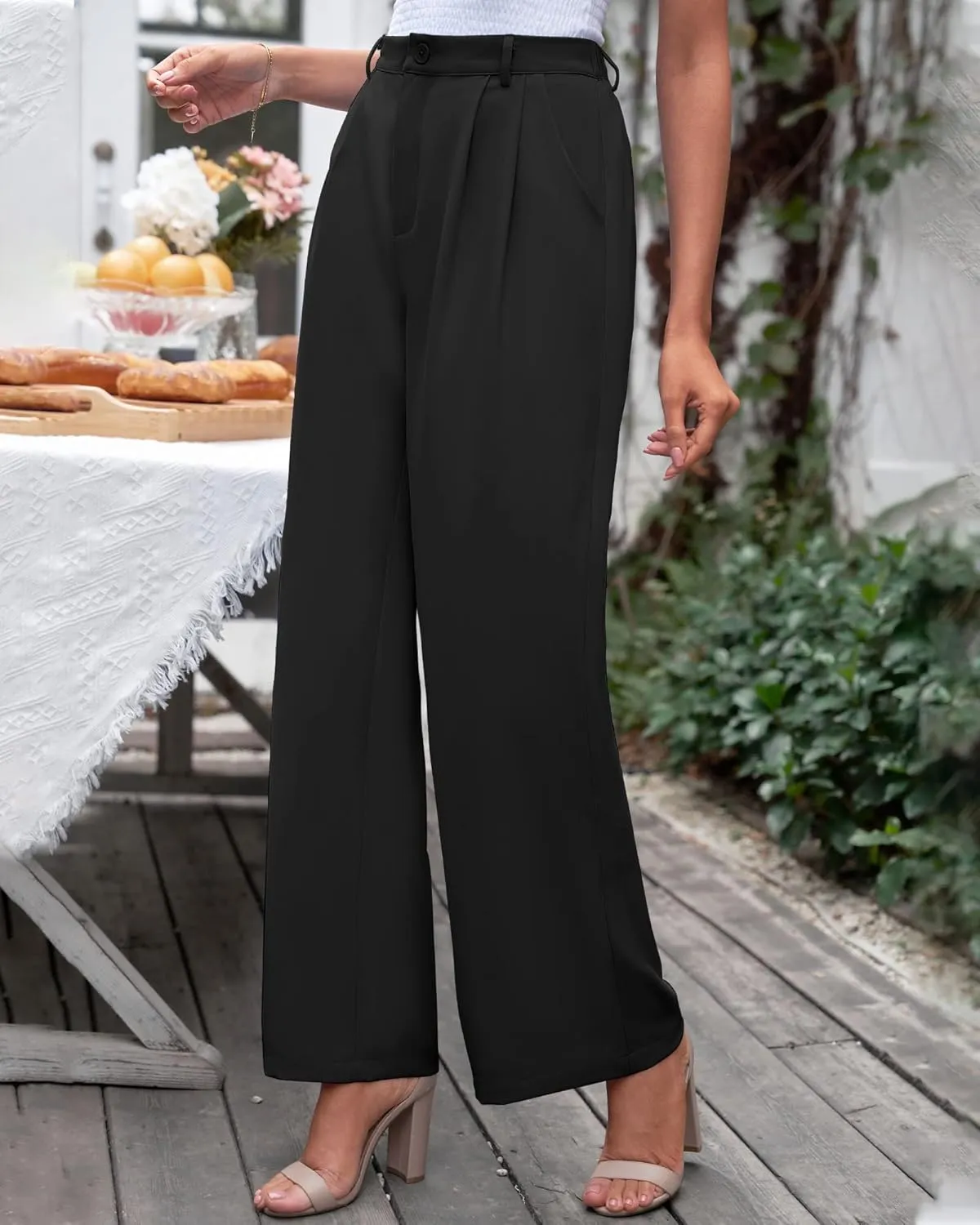 GRAPENT Wide Leg Pants for Women Work Business Casual High Waisted Dressy Pants Flowy Trousers Office
