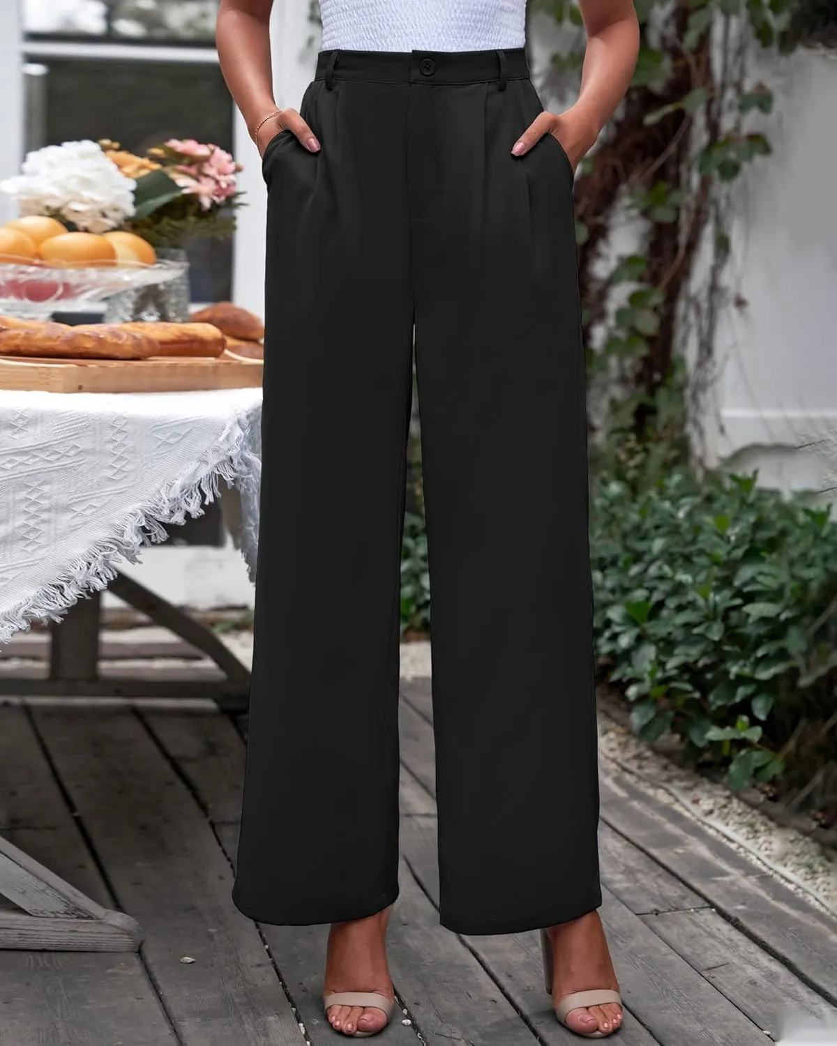 GRAPENT Wide Leg Pants for Women Work Business Casual High Waisted Dressy Pants Flowy Trousers Office