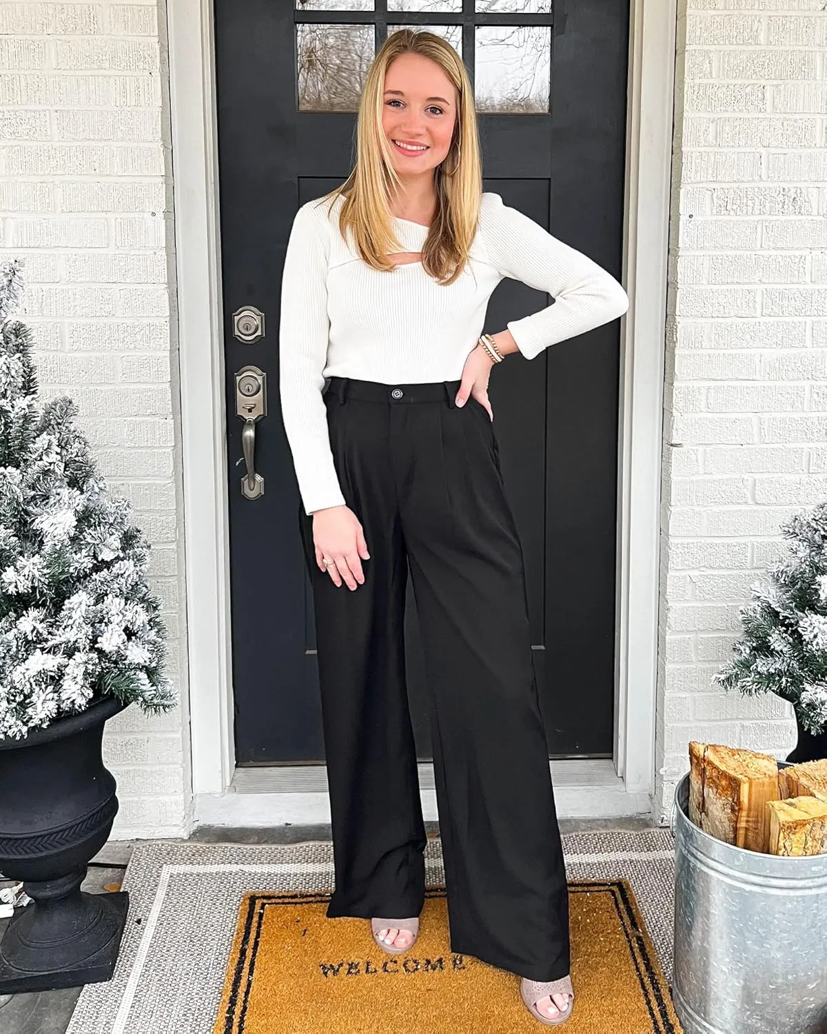 GRAPENT Wide Leg Pants for Women Work Business Casual High Waisted Dressy Pants Flowy Trousers Office