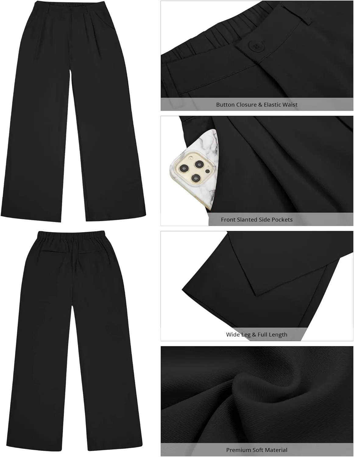 GRAPENT Wide Leg Pants for Women Work Business Casual High Waisted Dressy Pants Flowy Trousers Office