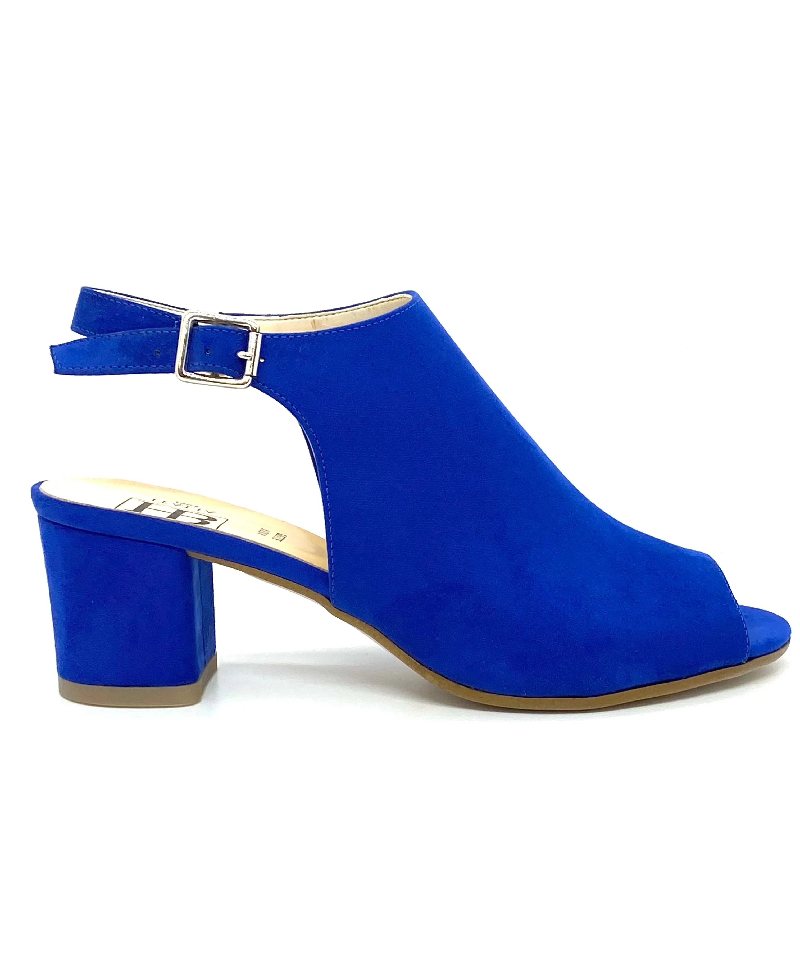 HB Ladies High Cut Block Heel Sandal Cobalt Suede