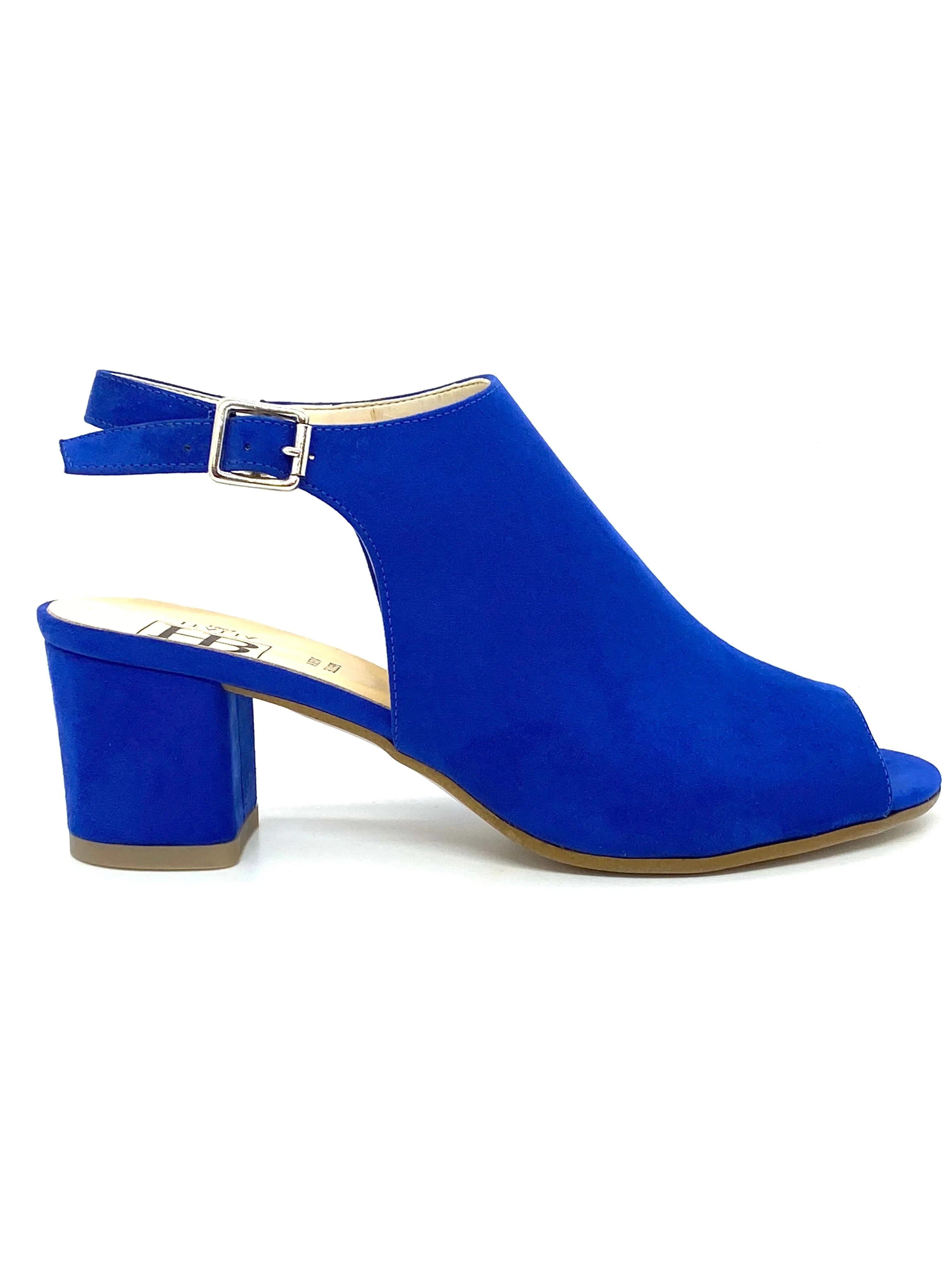 HB Ladies High Cut Block Heel Sandal Cobalt Suede