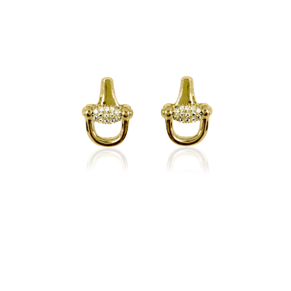 HORSE BIT SPARKLE STUDS Silver