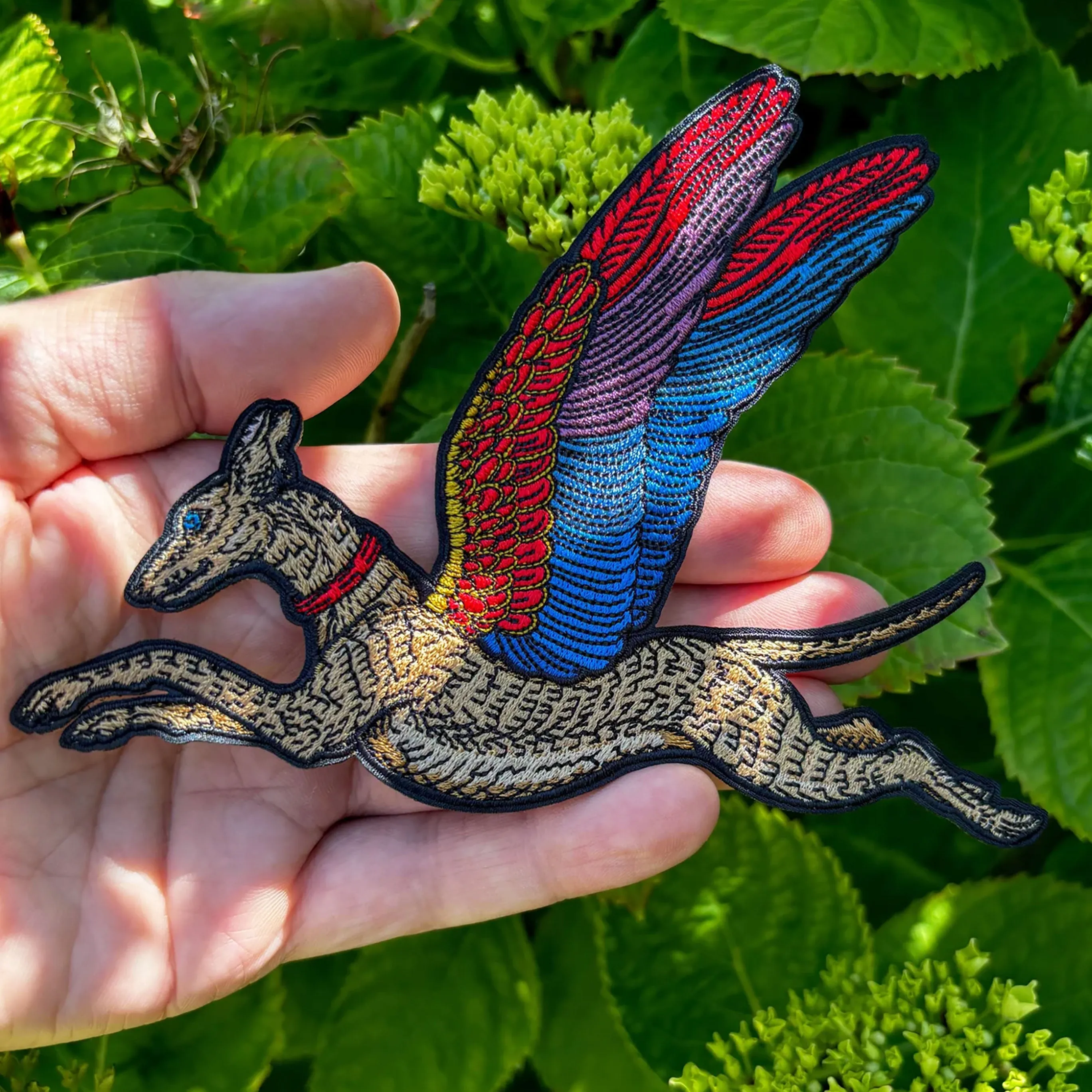 House of Hawks Bright Wing Flying Hound Fabric Patch
