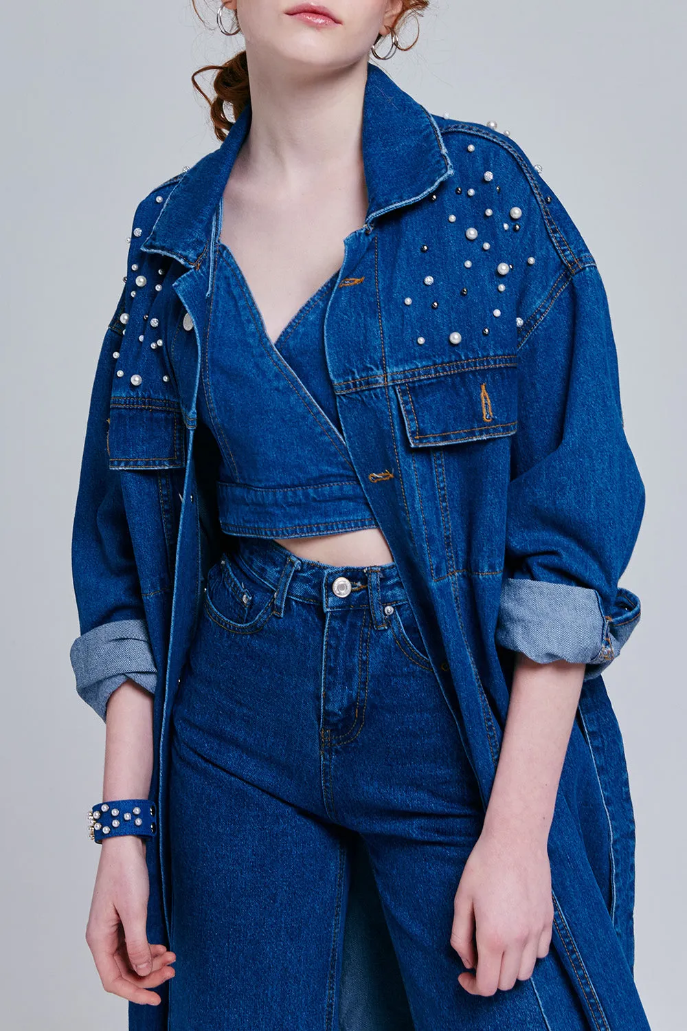 Jane Pearl Embellished Denim Jacket