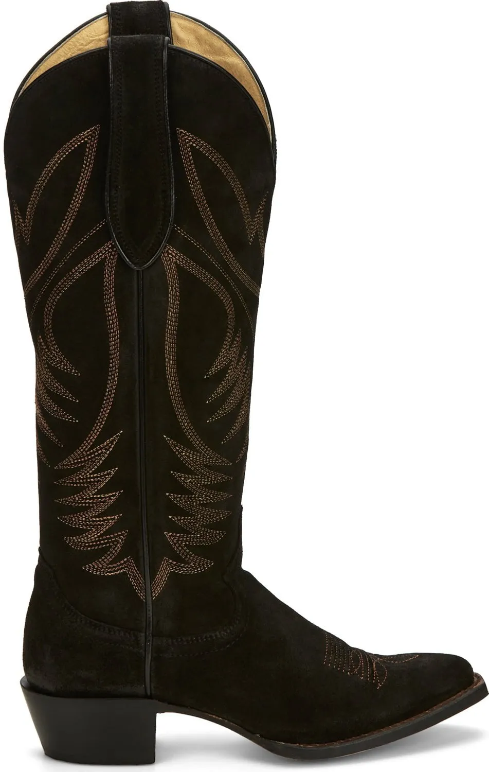 Justin® Women's Clara Black Suede Leather Tall Cowboy Boots