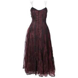 KAAT TILLY Brown Crinkled Lace Corset Lace Gown Size 36