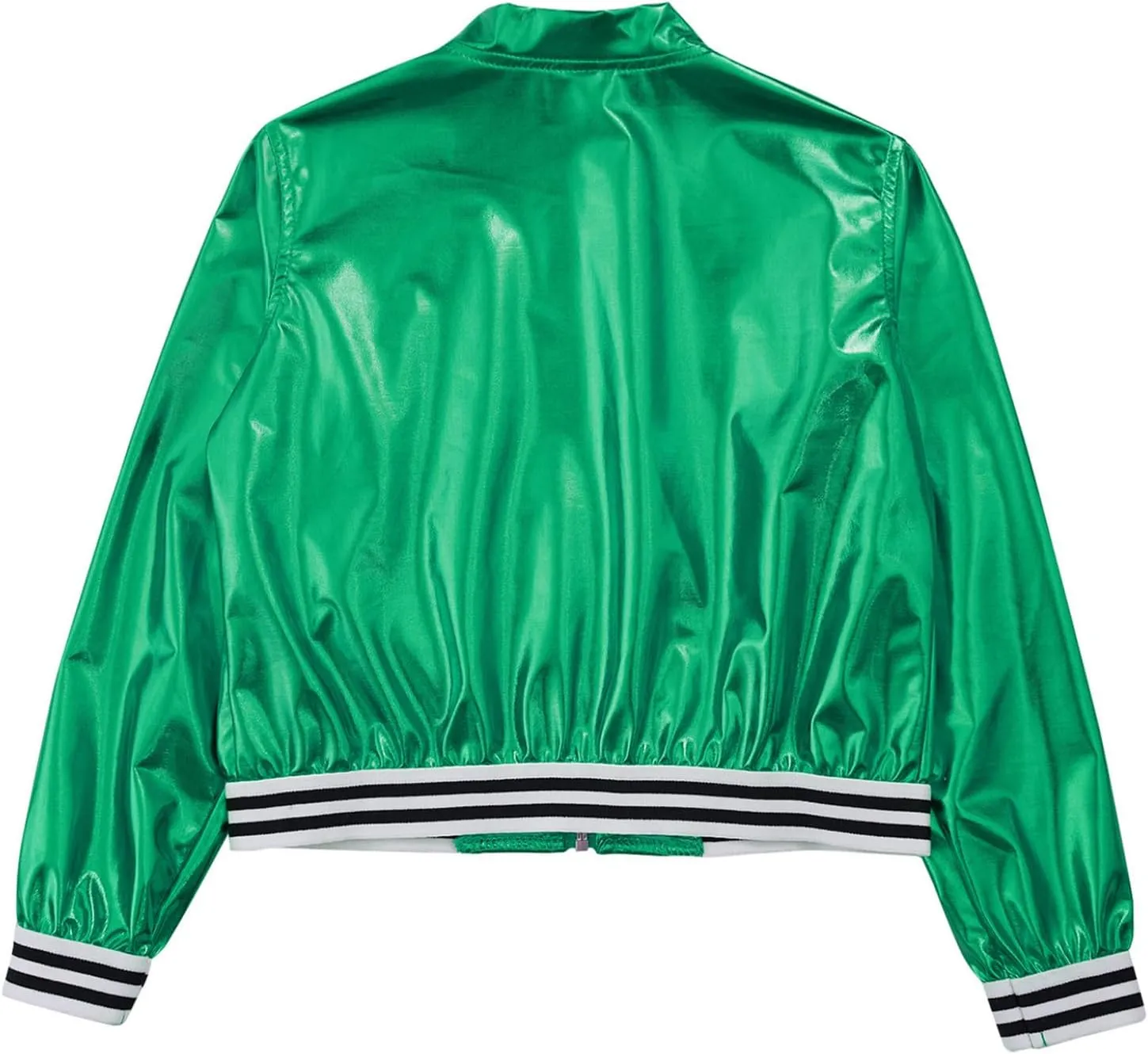 Kids Girls Holographic Halloween Party Shiny Lightweight Zipper Blazer Metallic Bomber Jacket
