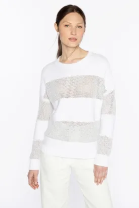 Kinross Cashmere Mixed Stitch Lurex Crew