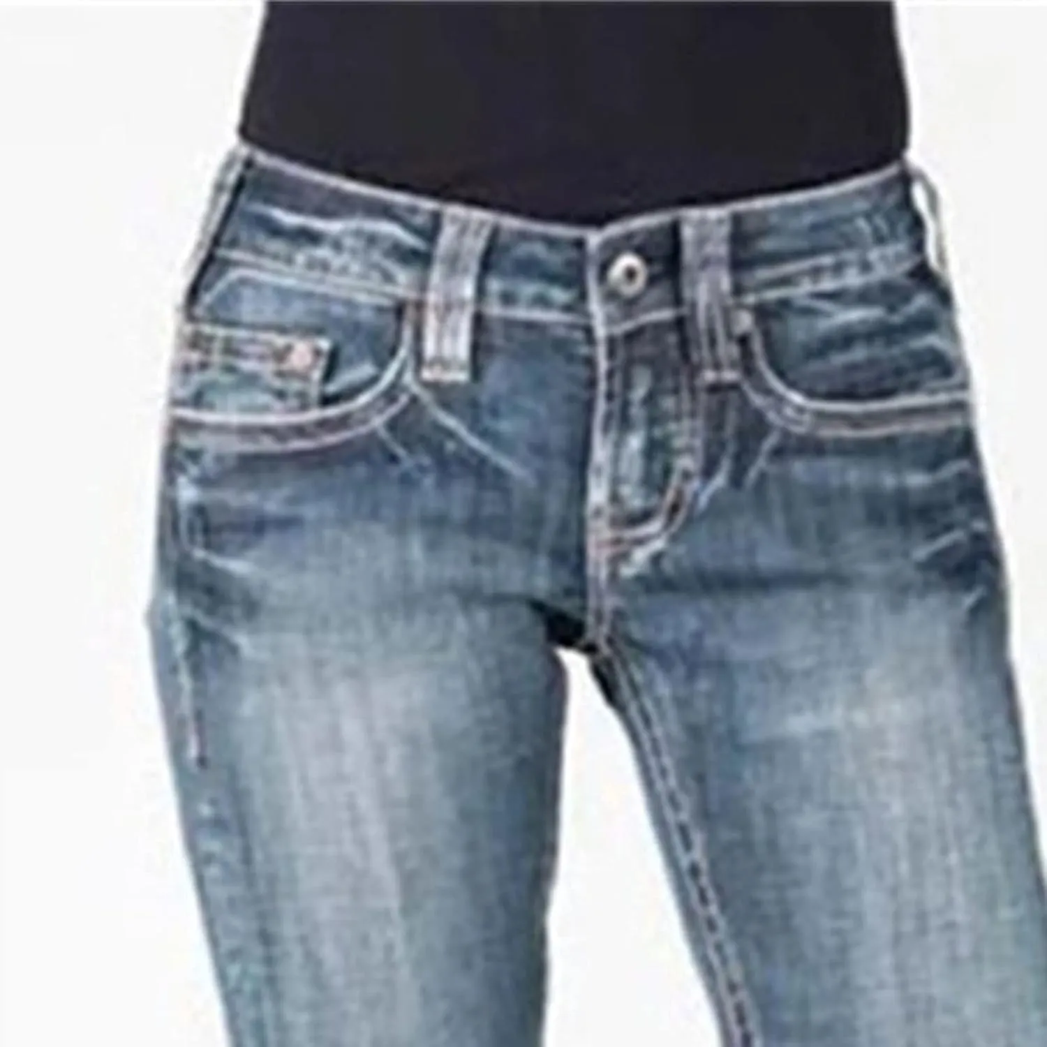 Ladies Distressed Washed Denim Trousers Stretchy Boot Cut Jeans Pocket Jeans Stretch Vintage Cotton Loose Trousers