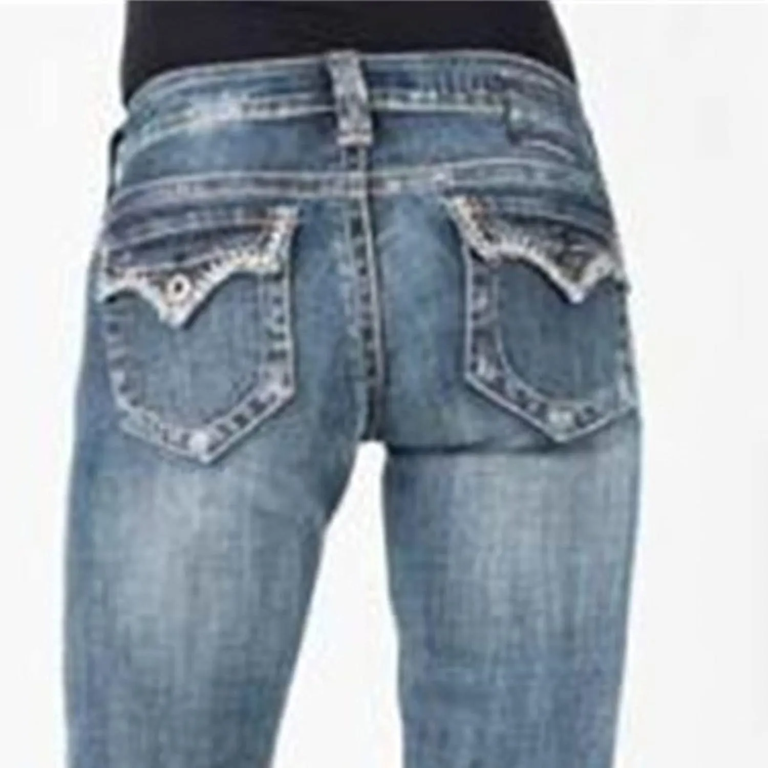 Ladies Distressed Washed Denim Trousers Stretchy Boot Cut Jeans Pocket Jeans Stretch Vintage Cotton Loose Trousers