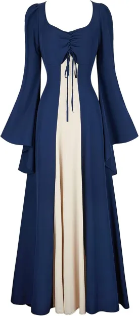 Lehauya Womens Renaissance Costumes Medieval Irish Dress Victorian Retro Gown Cosplay Long Dress