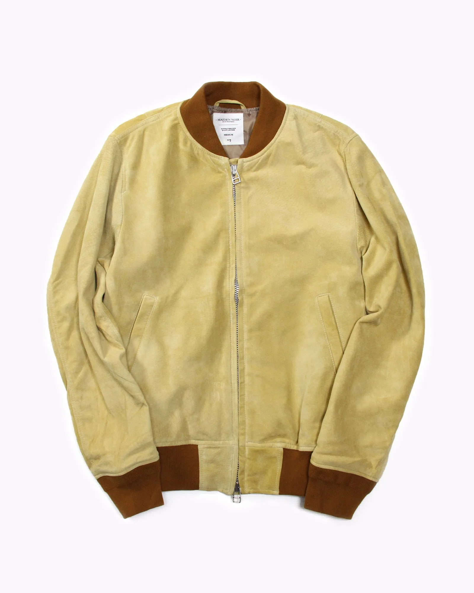 Light Suede Bomber Jacket - Beige