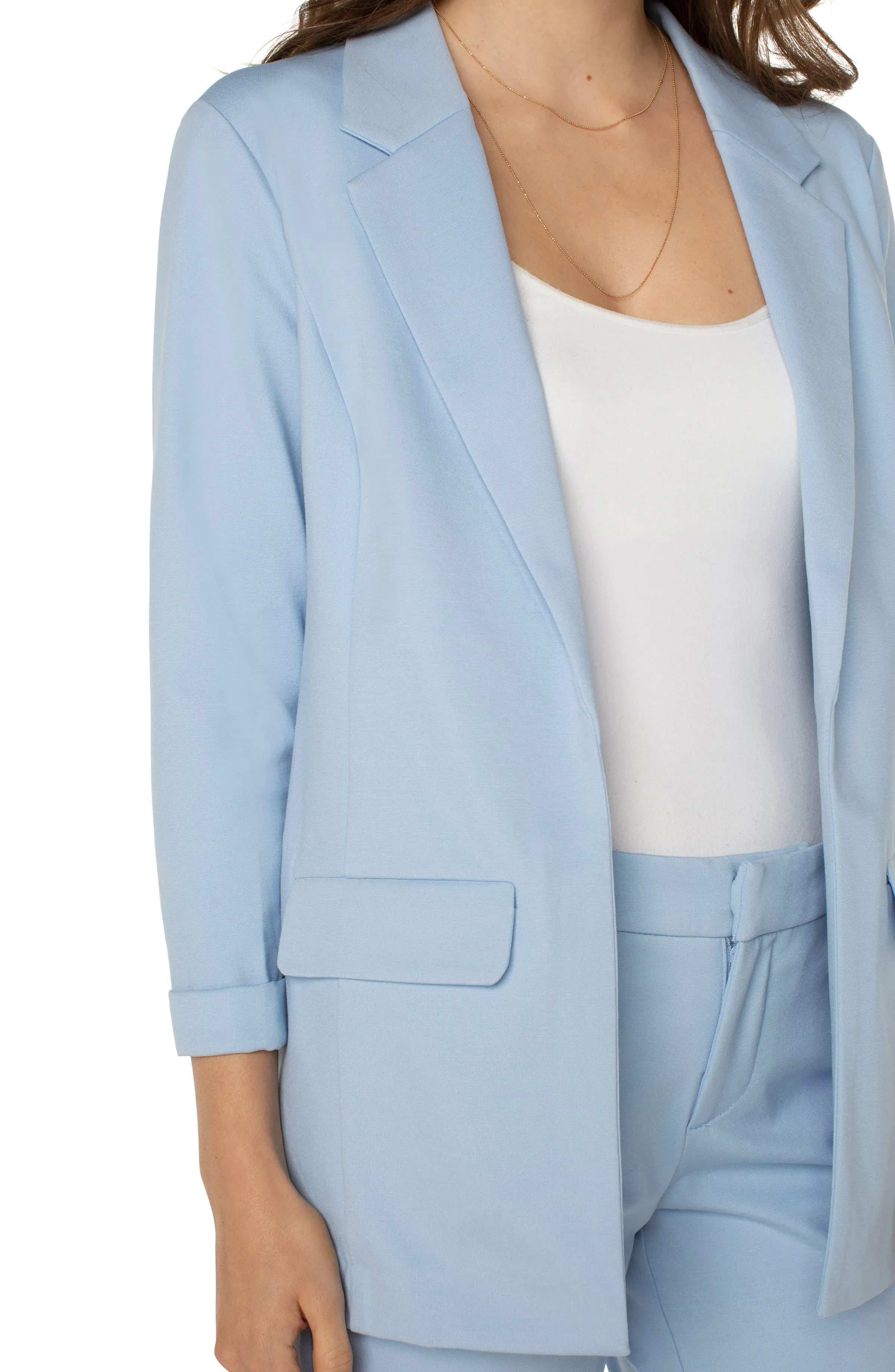 Liverpool boyfriend blazer w princess darts (misty blue)