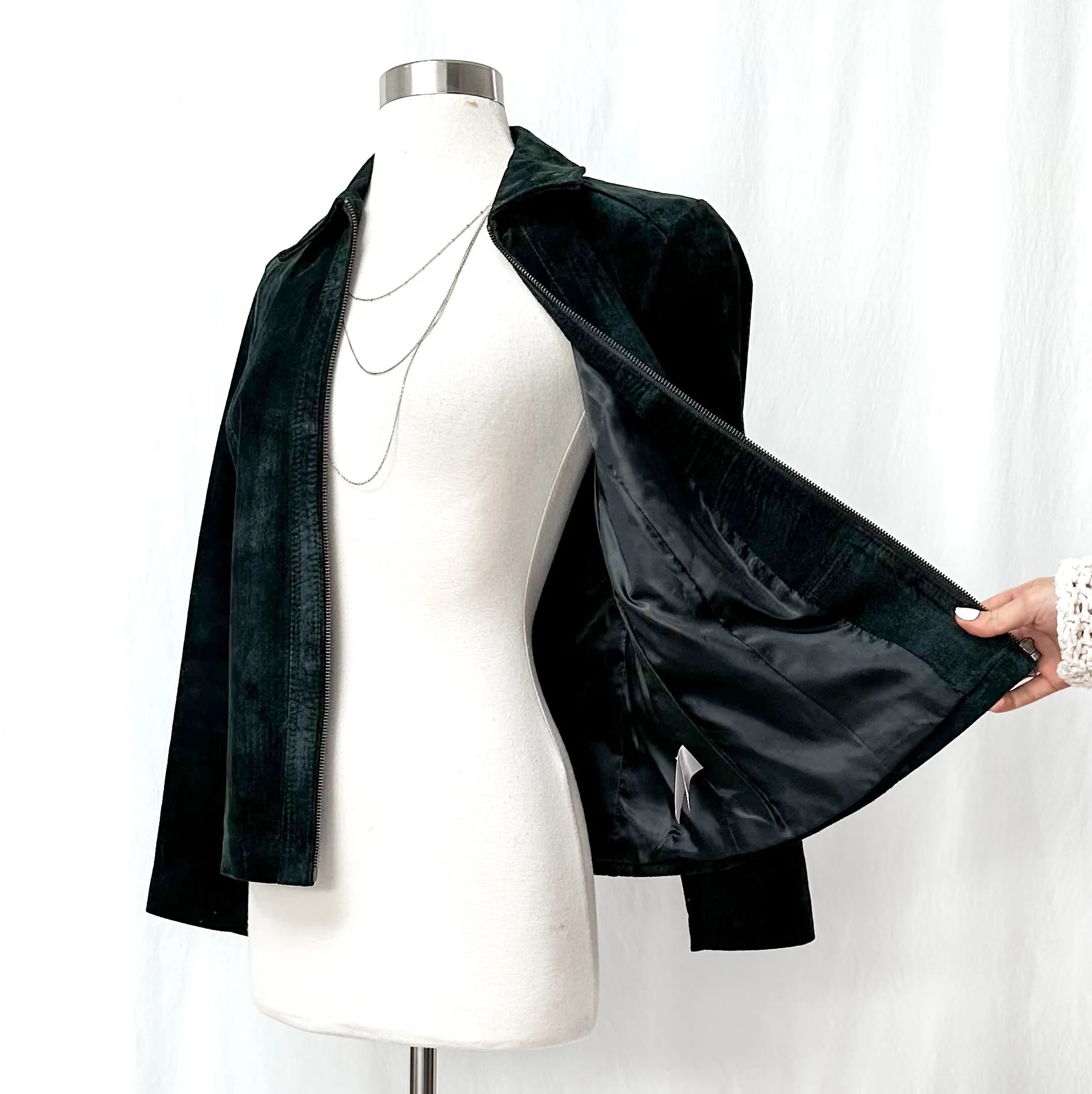 Liz Claiborne Black Suede Leather Zip Jacket (8P)