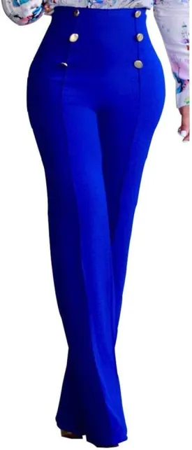 Lucuna Women's High Waisted Work Pants Button Straight Leg Slacks Business Office Dress Pants Trousers