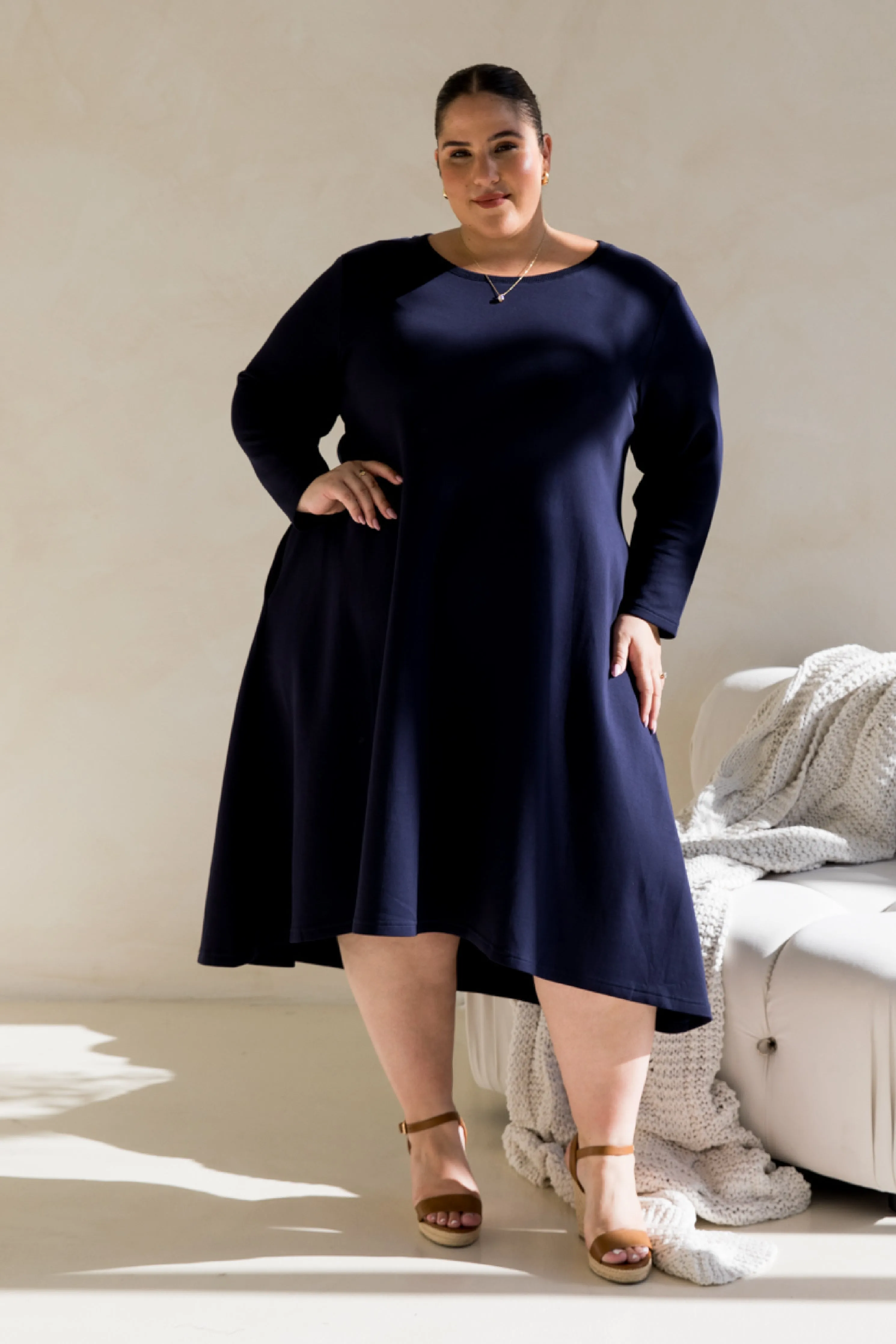 Luxe Cosy Dress in Midnight Navy