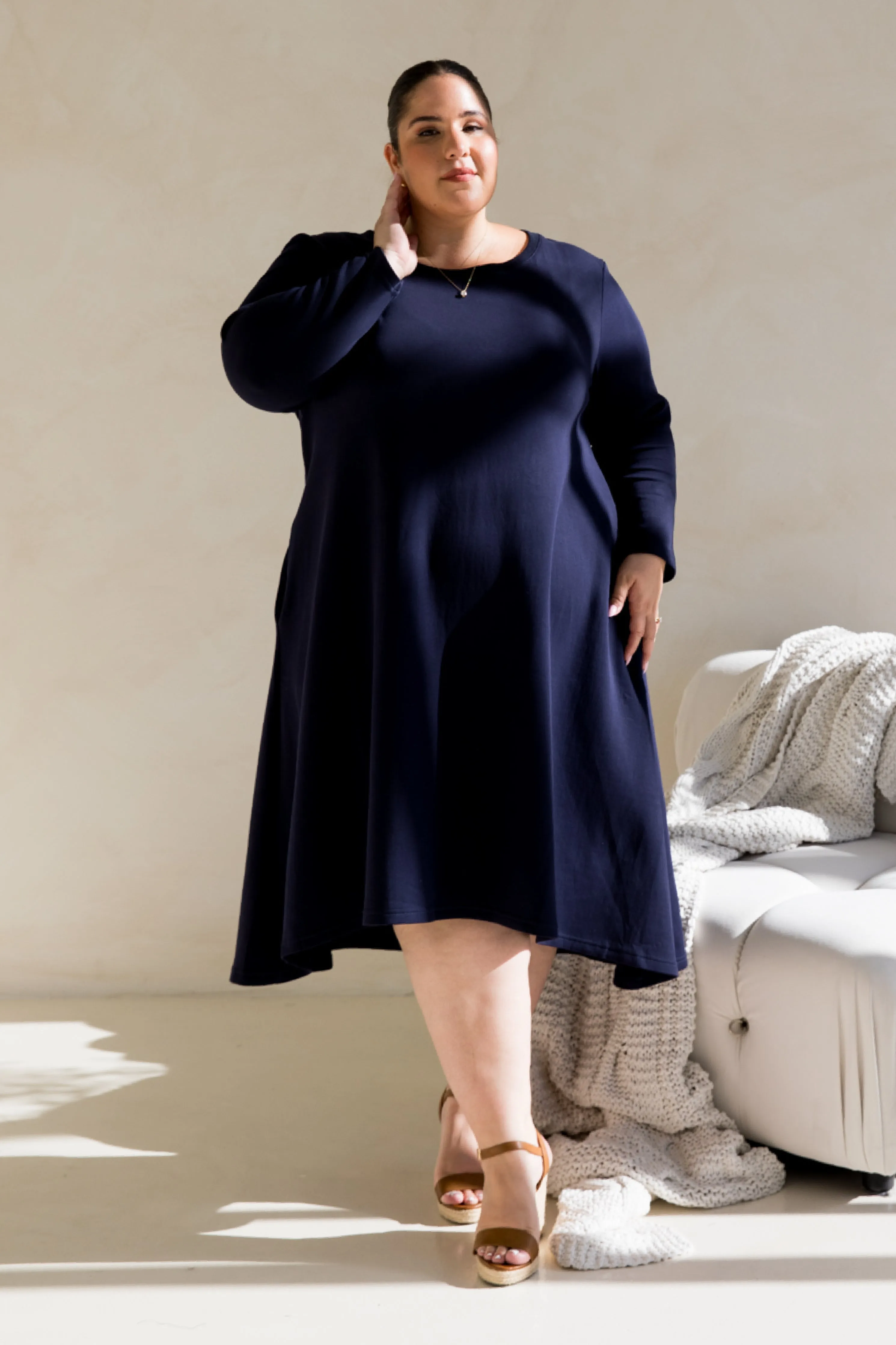 Luxe Cosy Dress in Midnight Navy
