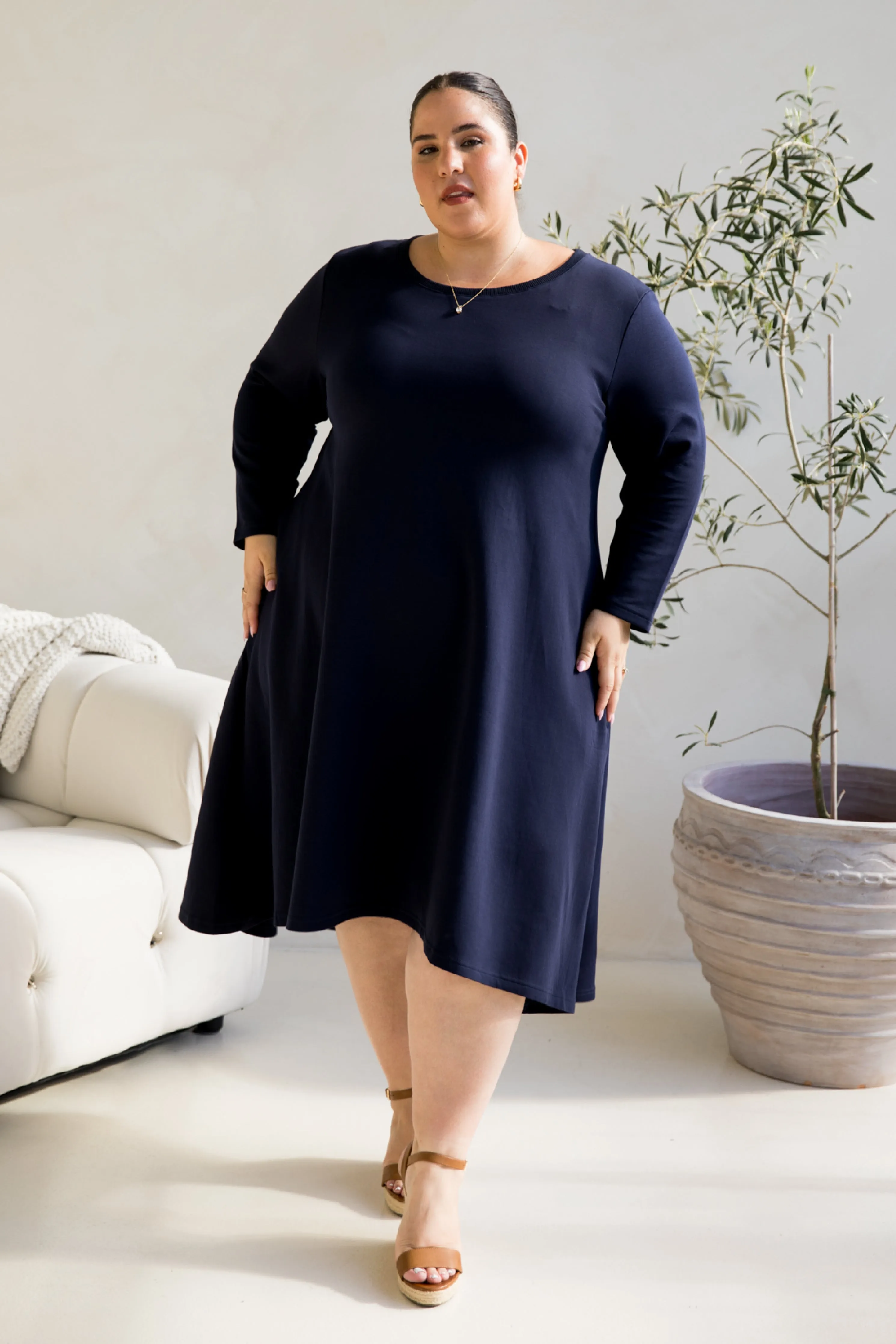 Luxe Cosy Dress in Midnight Navy