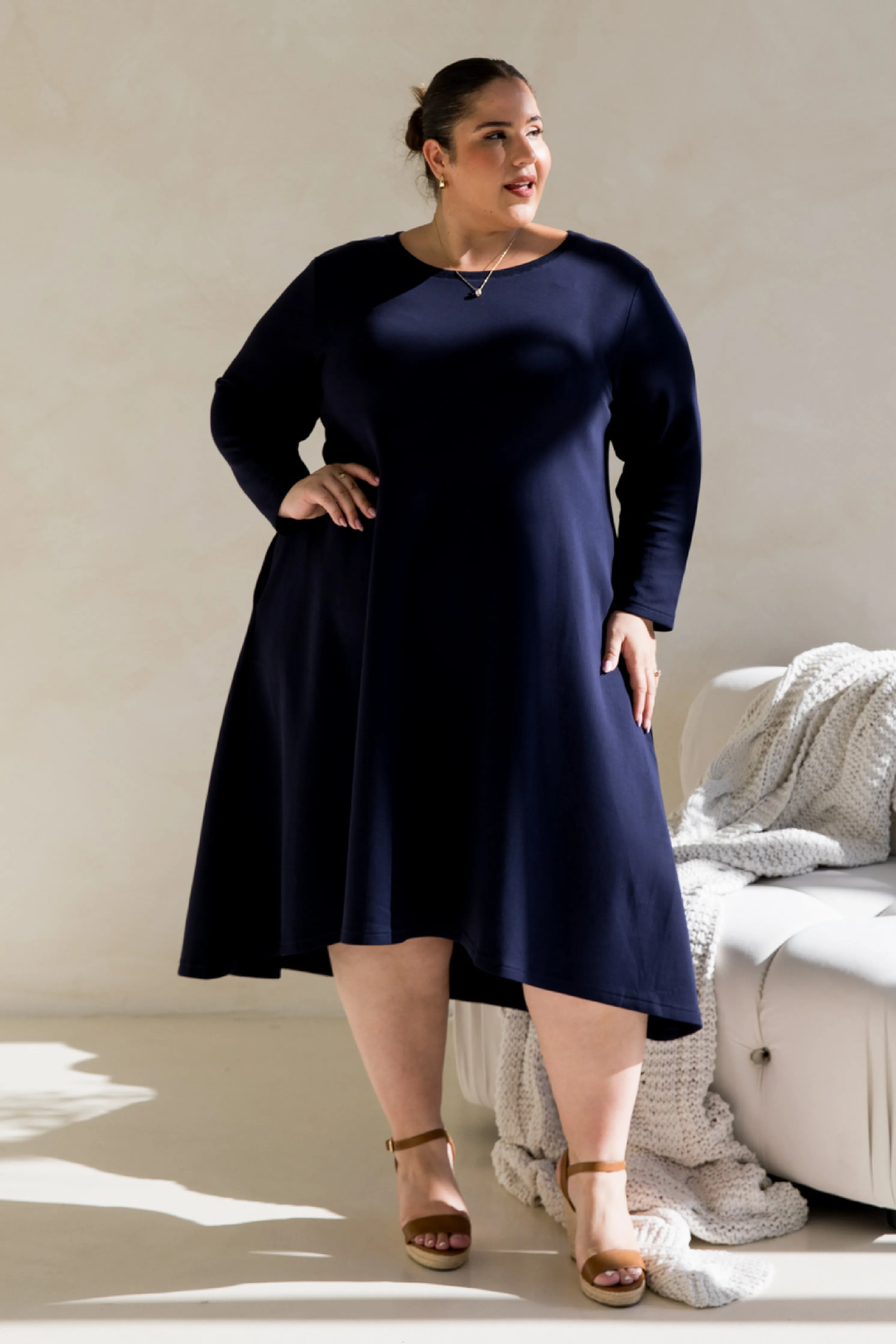 Luxe Cosy Dress in Midnight Navy