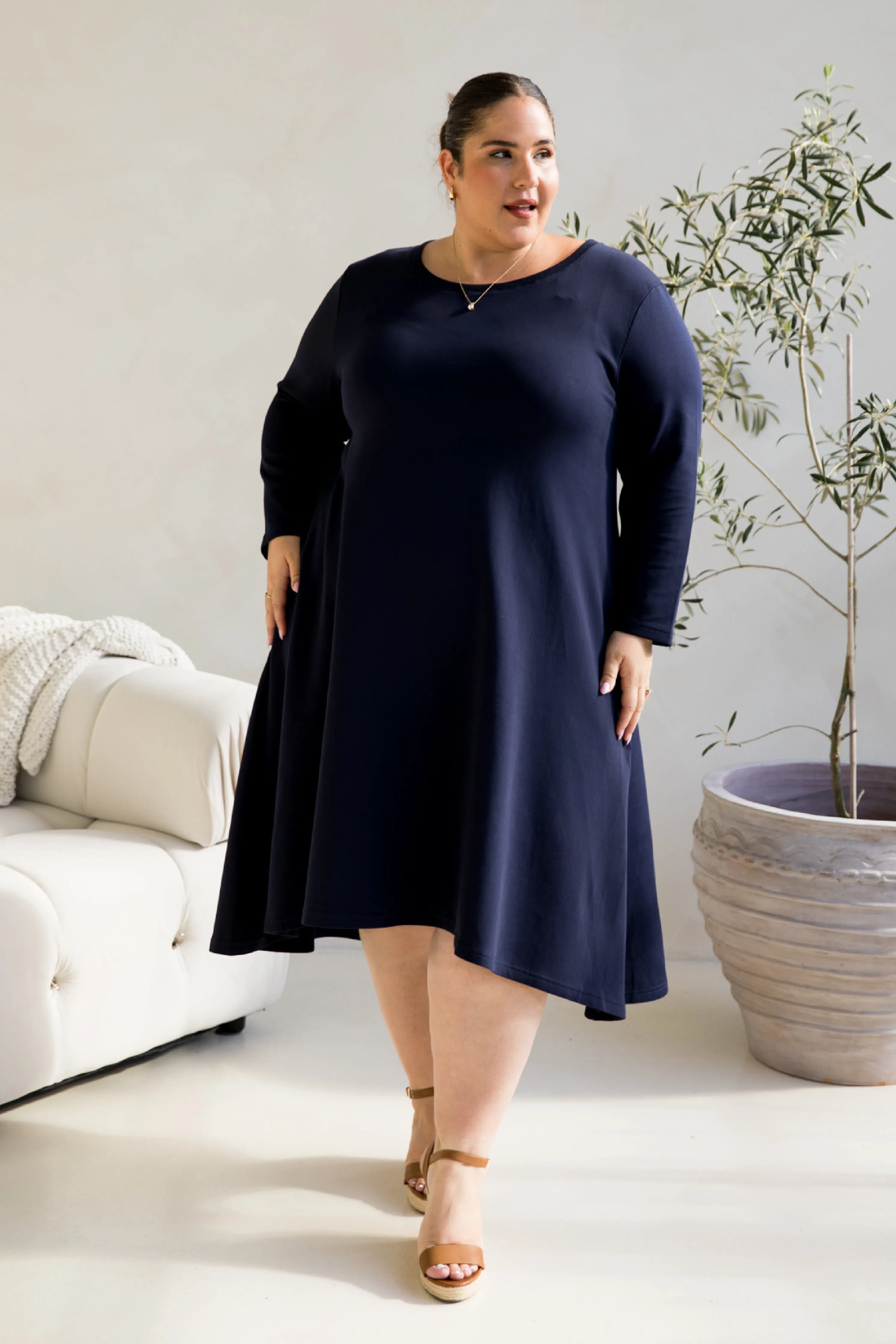 Luxe Cosy Dress in Midnight Navy