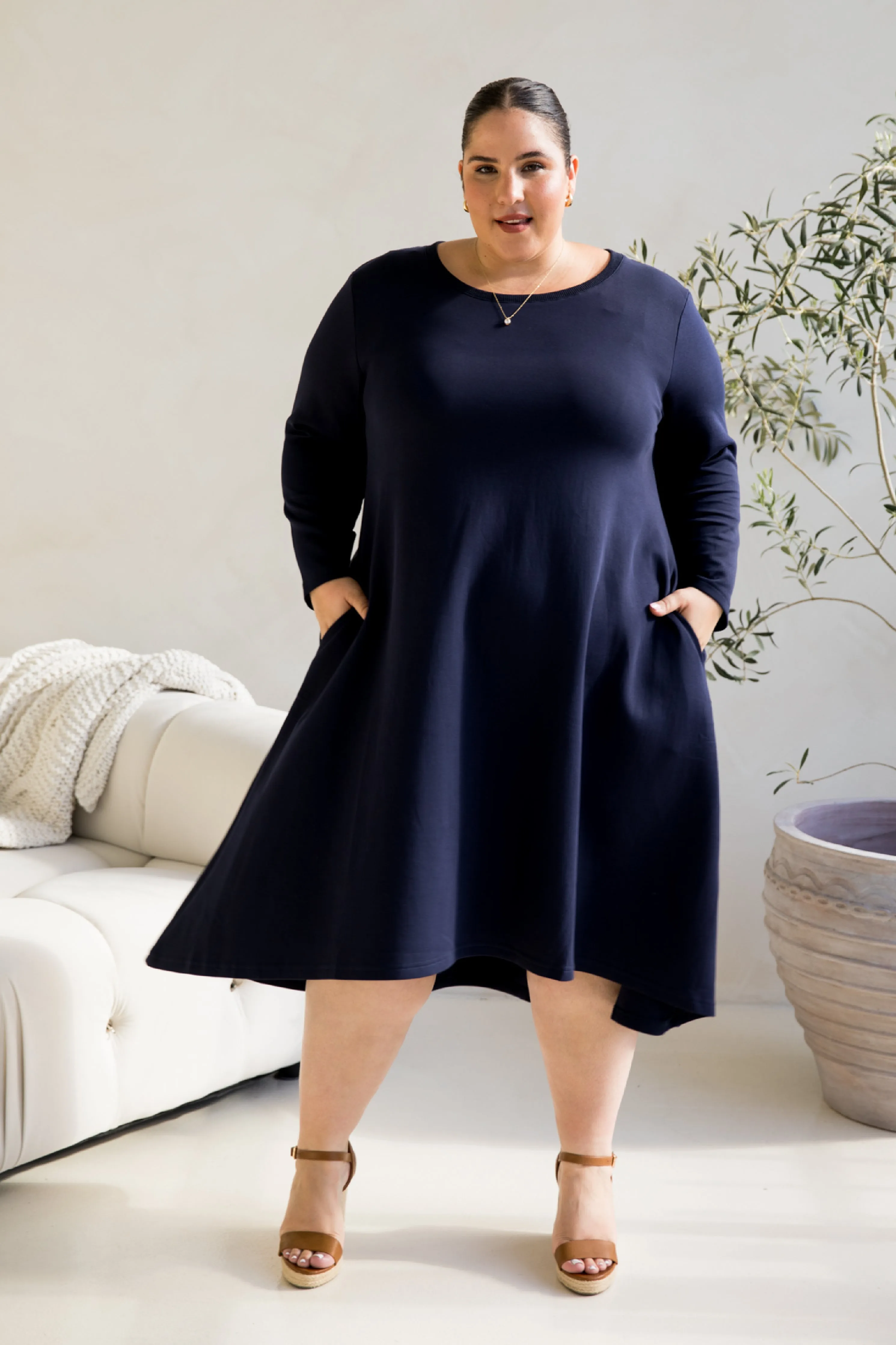 Luxe Cosy Dress in Midnight Navy