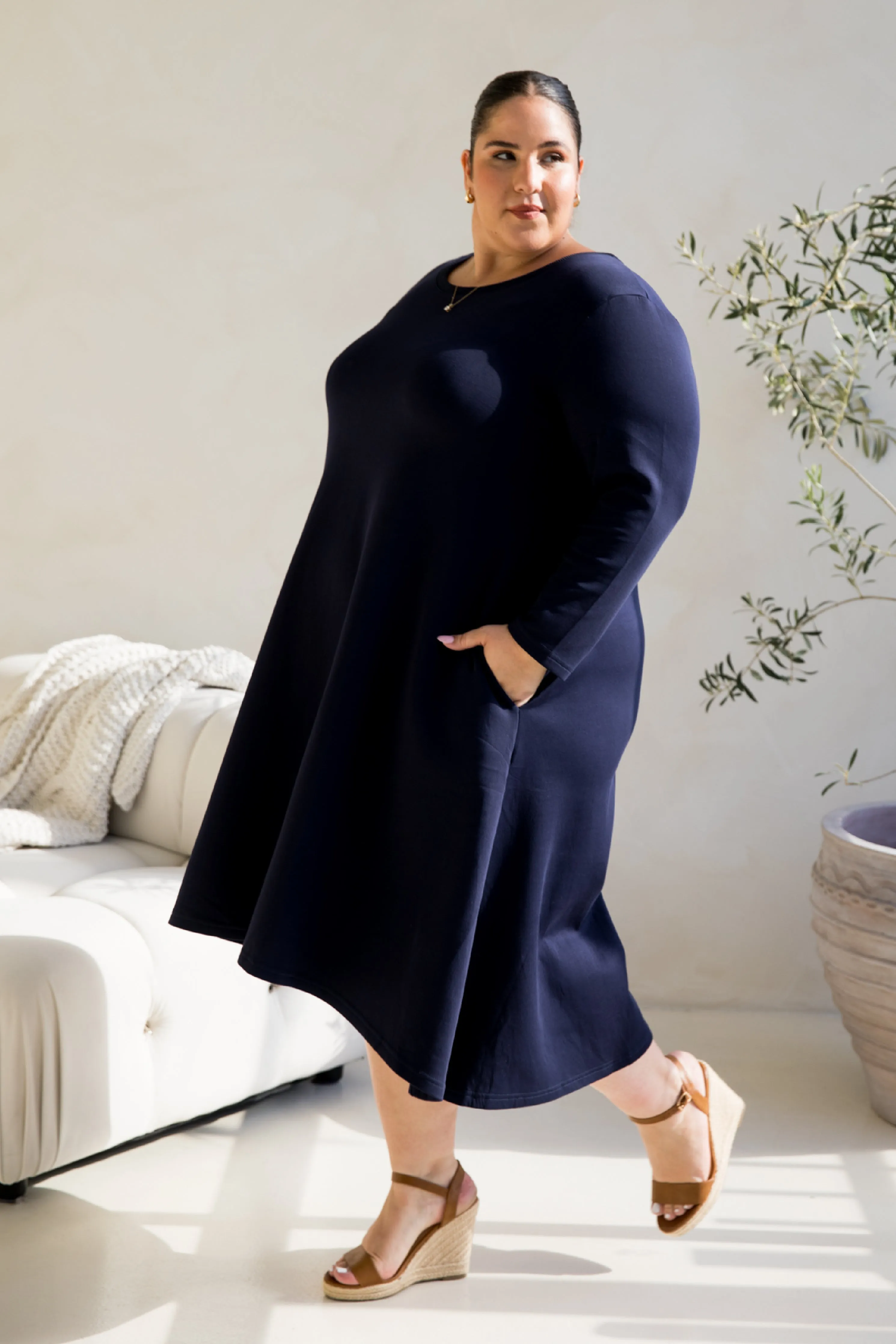 Luxe Cosy Dress in Midnight Navy