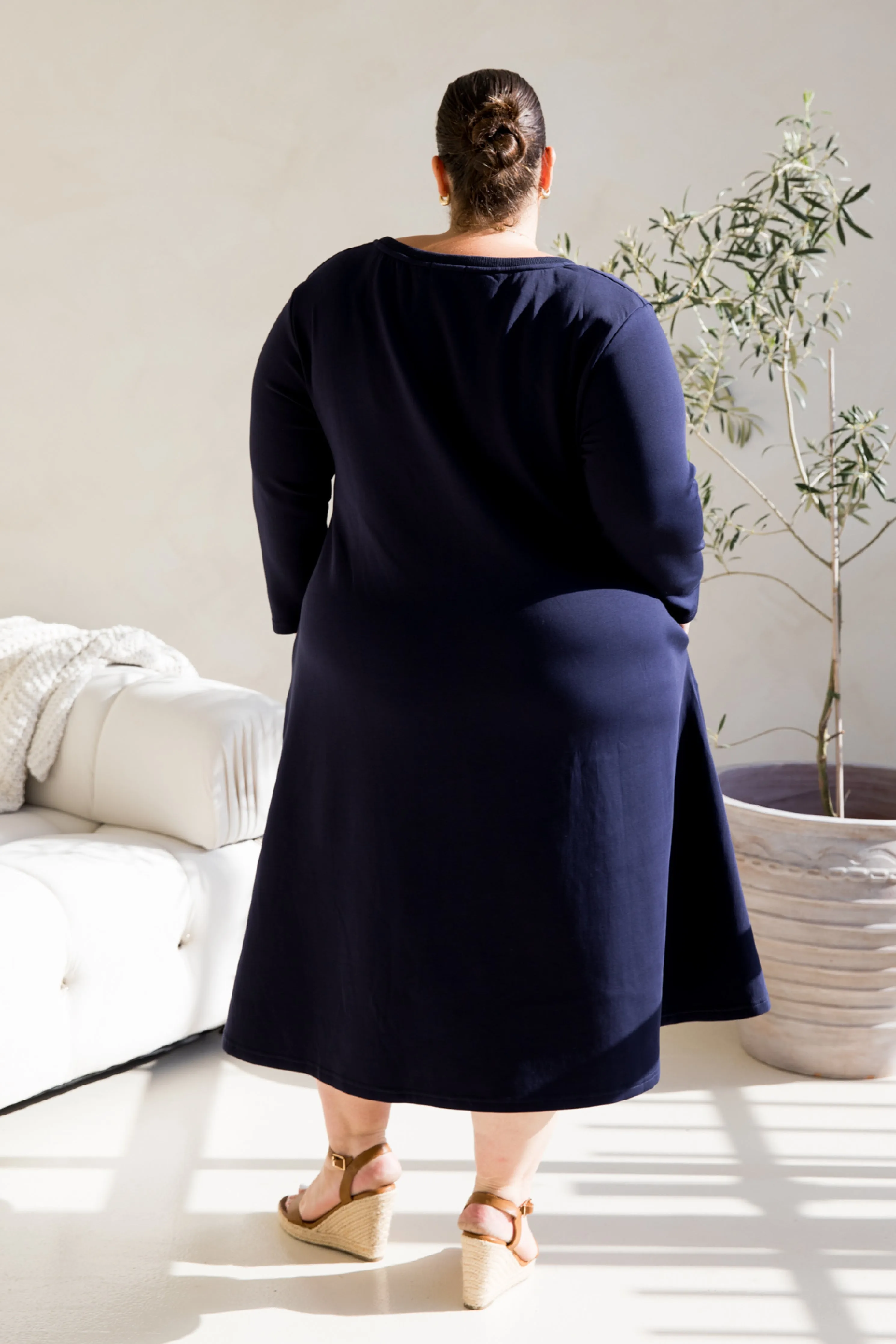 Luxe Cosy Dress in Midnight Navy