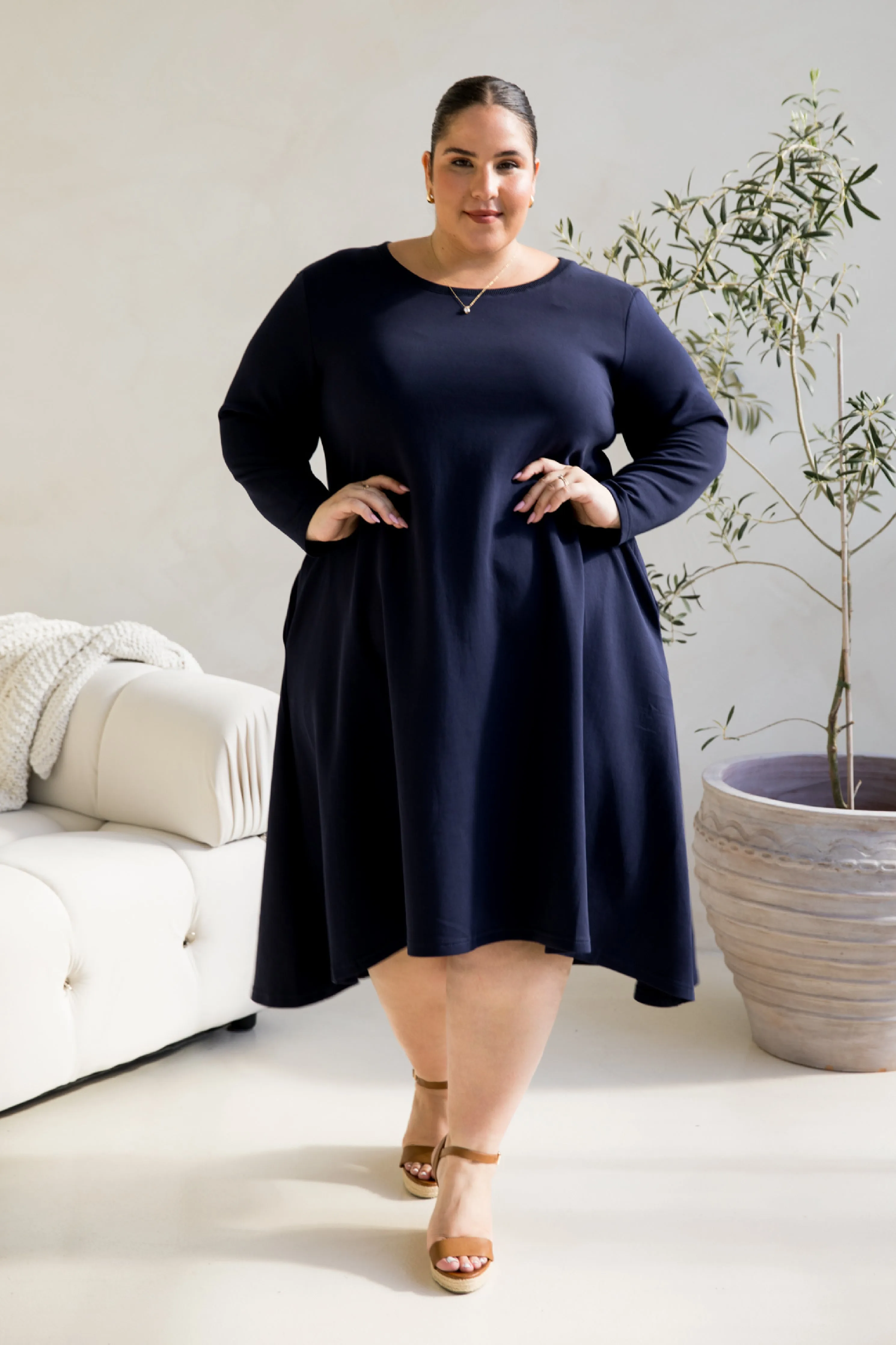 Luxe Cosy Dress in Midnight Navy