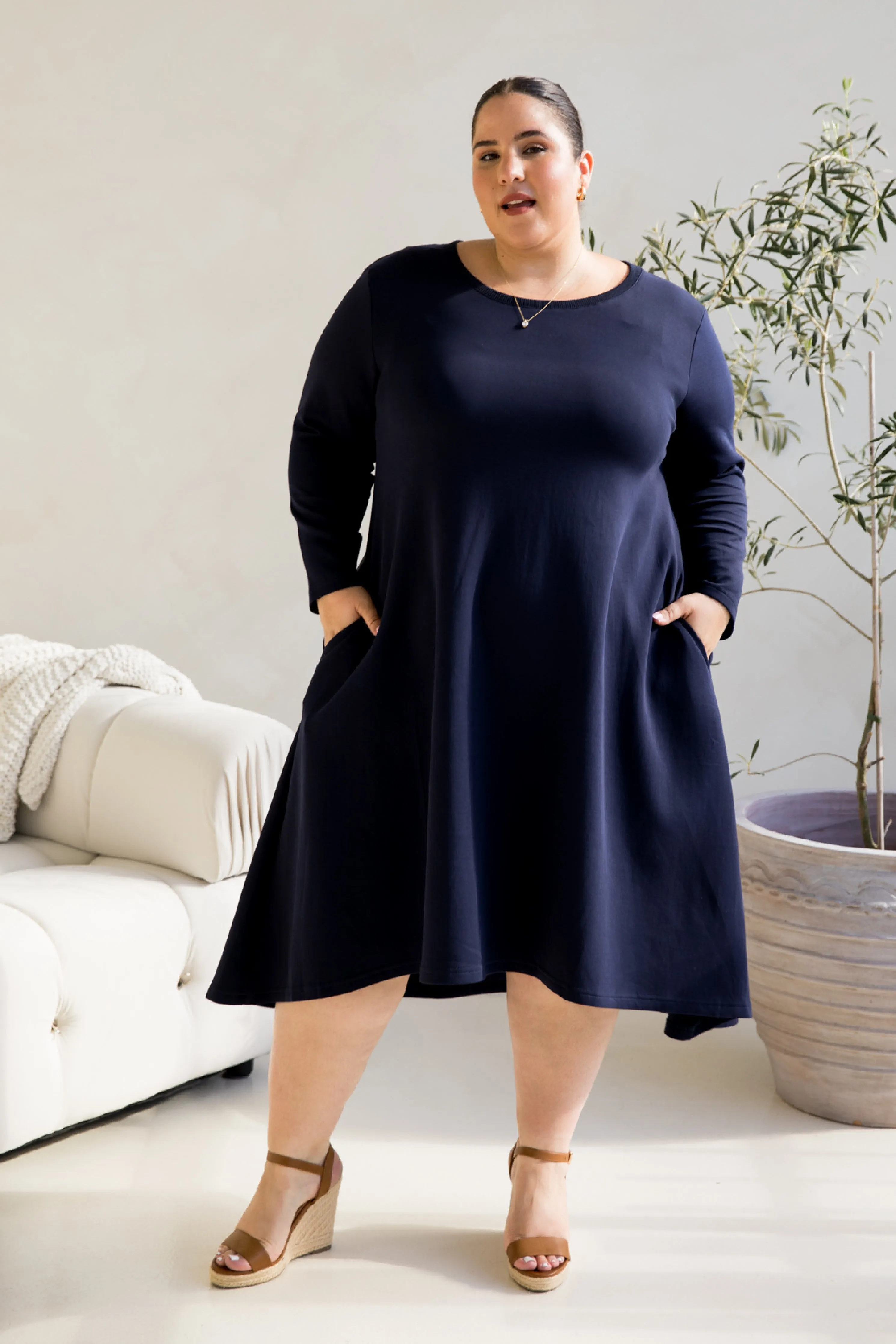 Luxe Cosy Dress in Midnight Navy