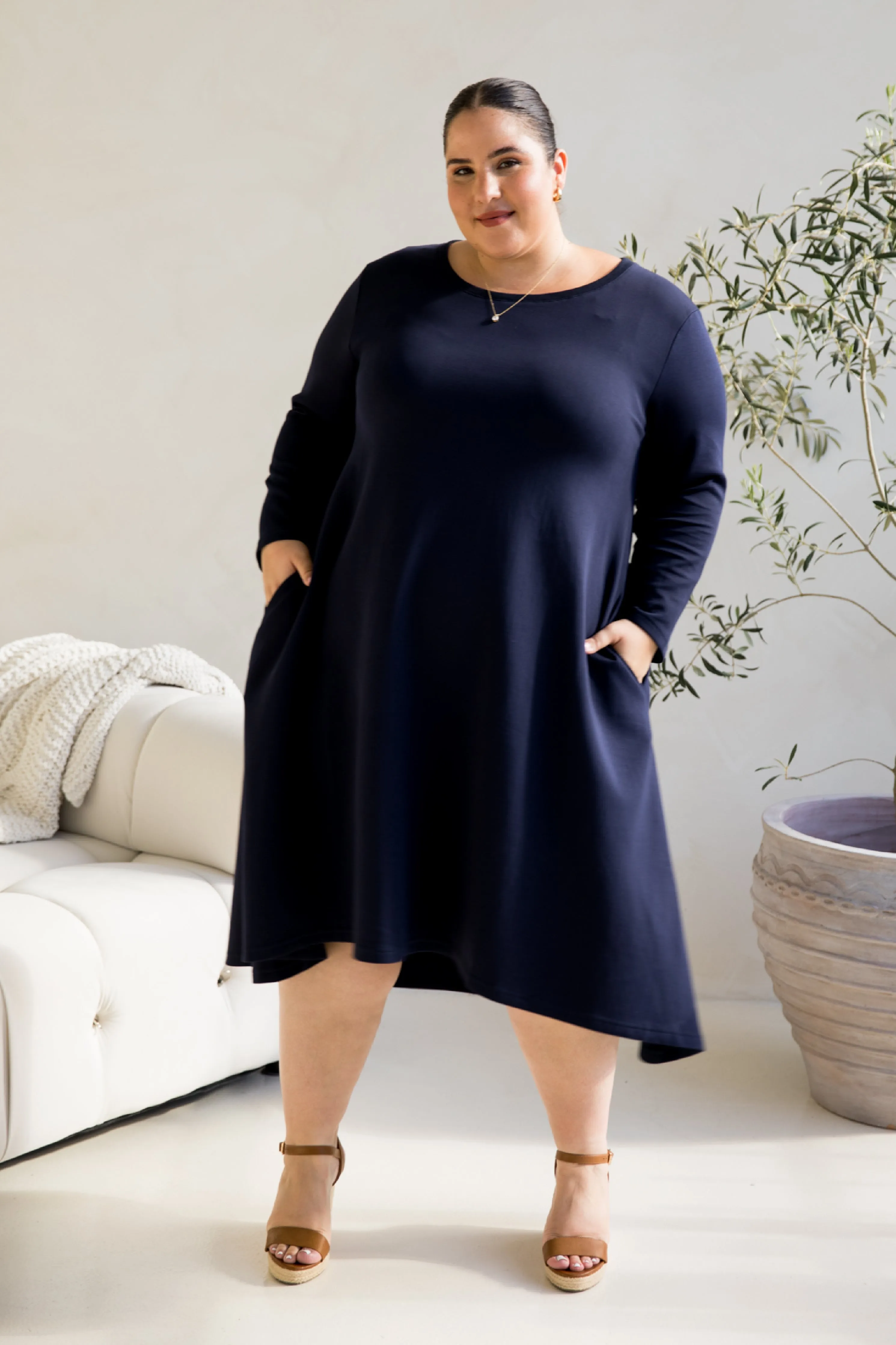 Luxe Cosy Dress in Midnight Navy