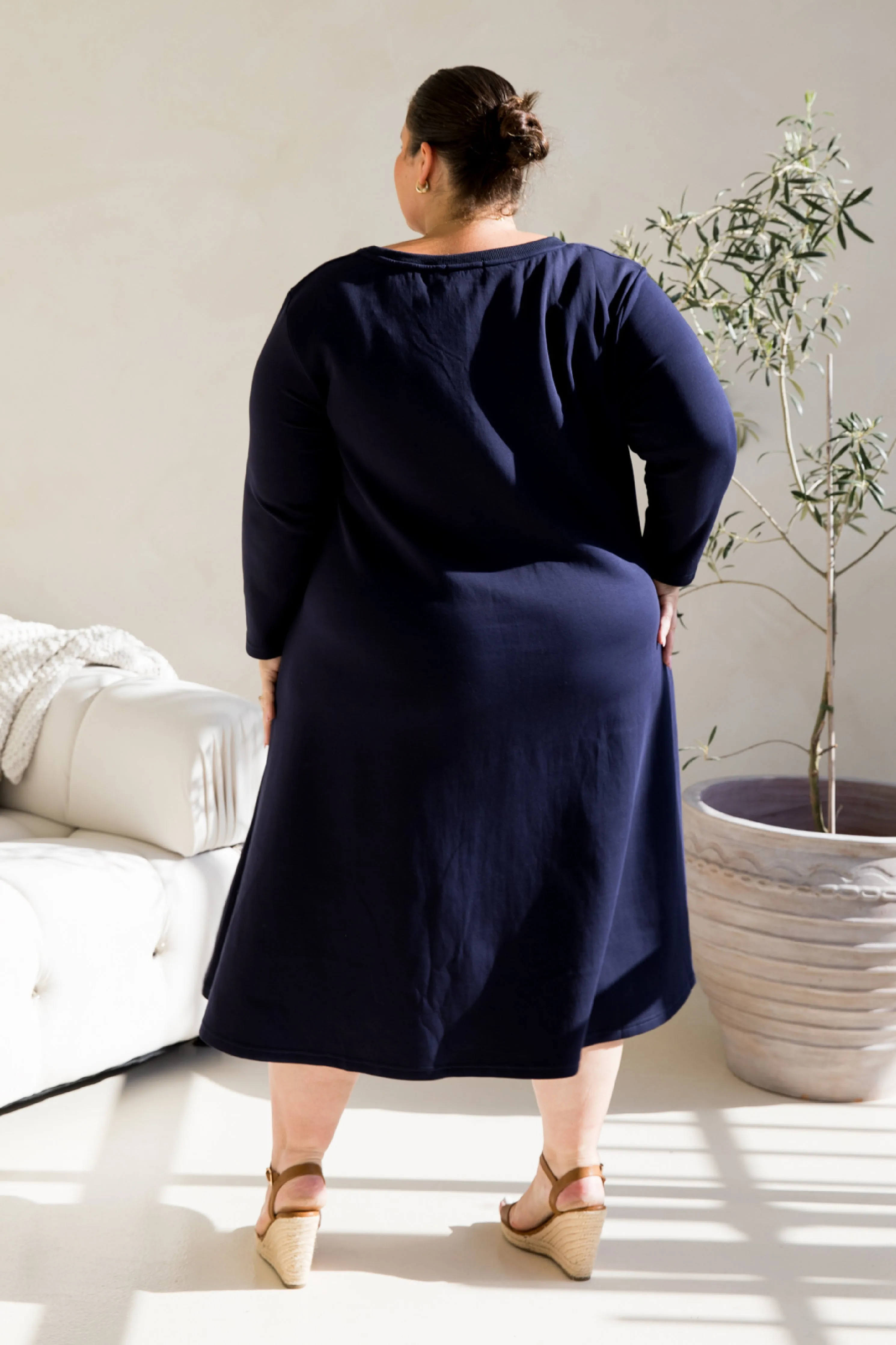 Luxe Cosy Dress in Midnight Navy