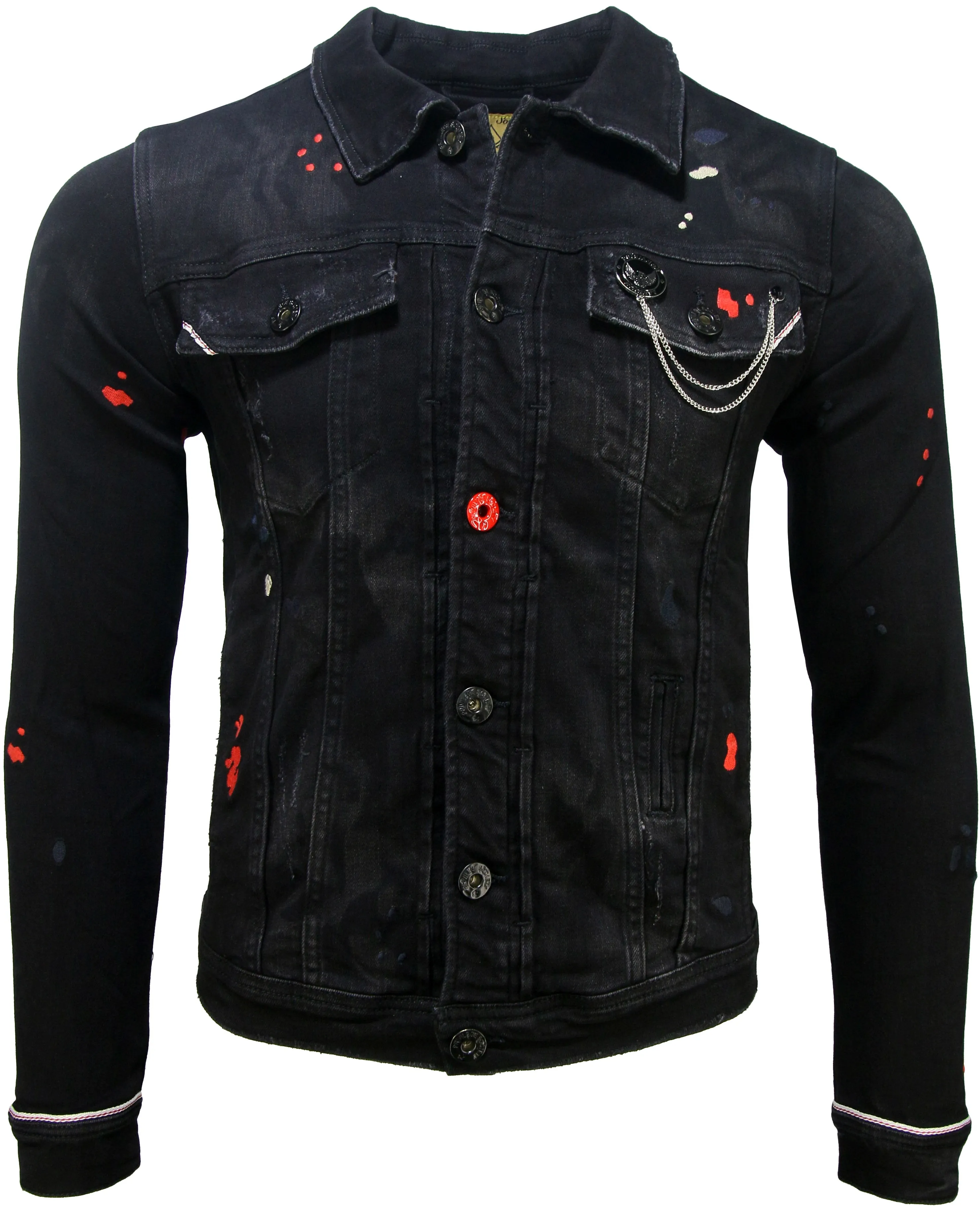 Men's Black Drip Premium Denim Jacket