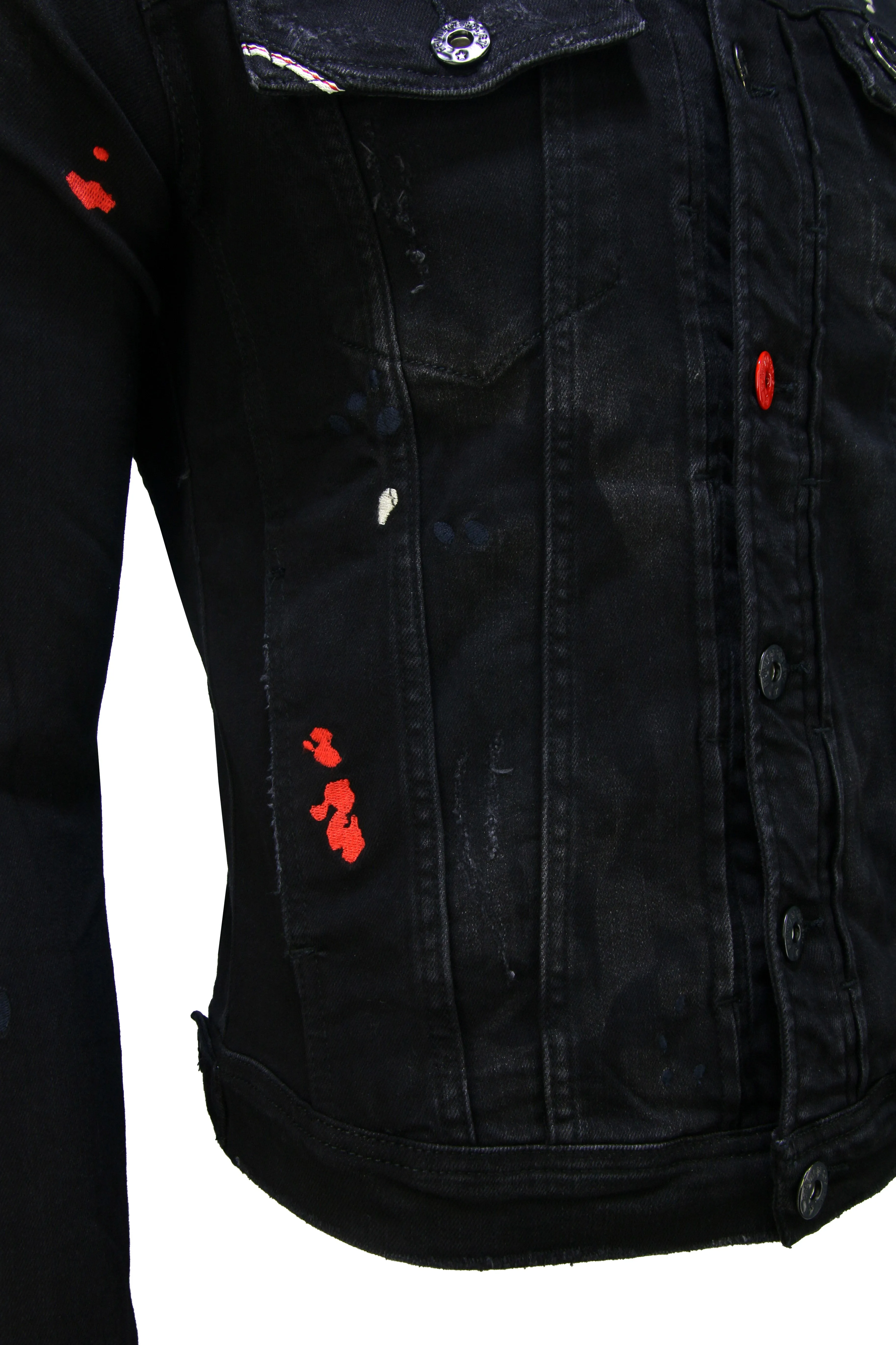 Men's Black Drip Premium Denim Jacket