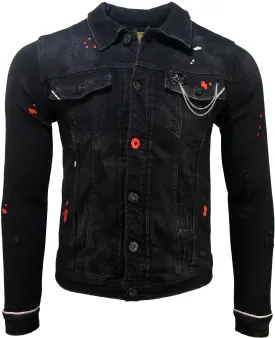Men's Black Drip Premium Denim Jacket