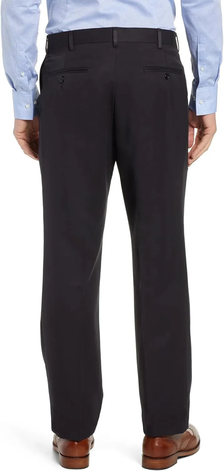 Men's No Iron Pleated Dress Pants Expandable Waist Regular Fit Premium Comfort Slacks