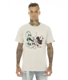 MENS T-SHIRT SLEEVE CREW NECK TEE "BAD BOY MICK"' IN SILVER GREY
