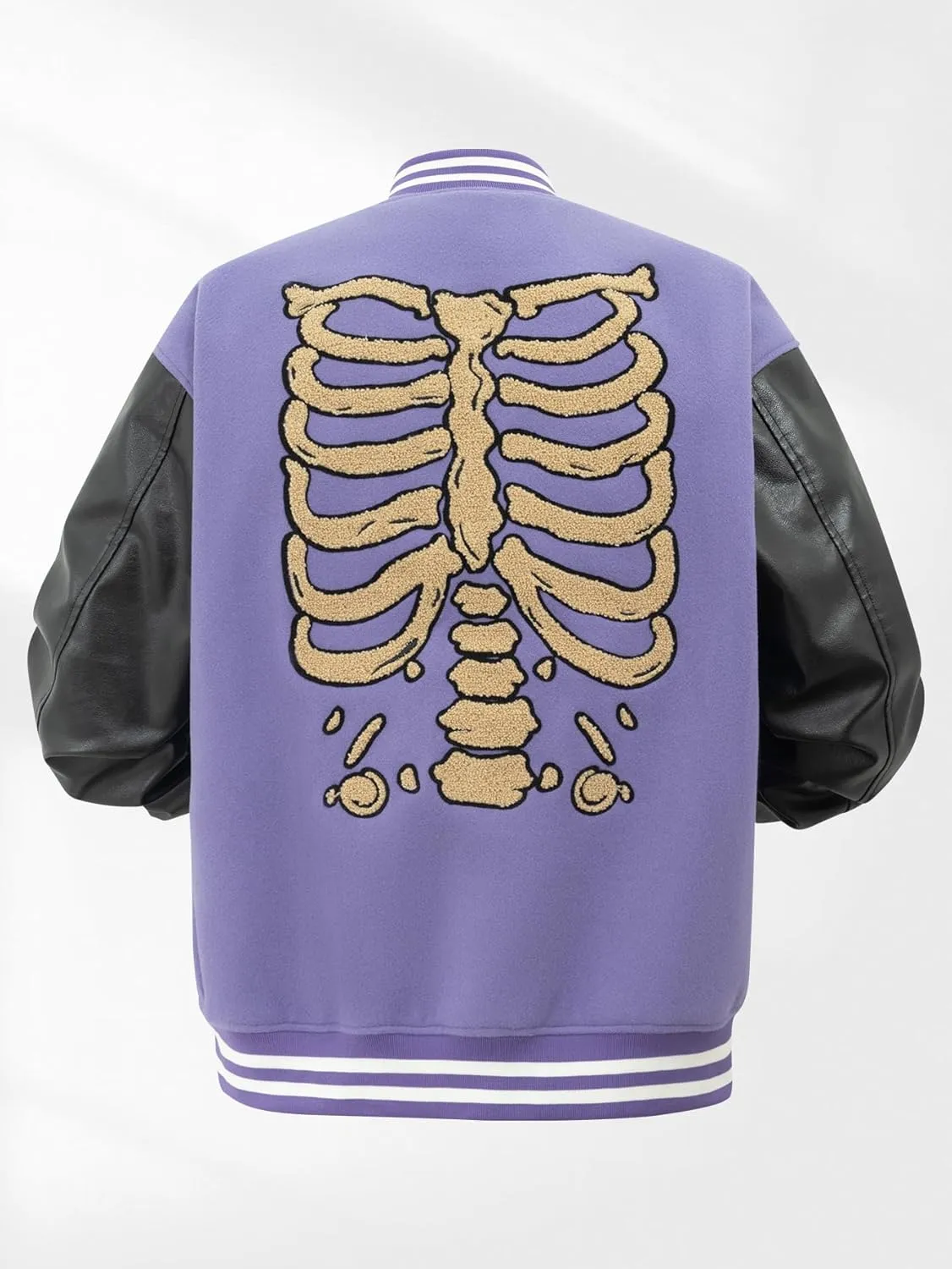 Mens Varsity Jackets Vintage Skeleton Embroidery Bomber Jacket For Fall&winter Halloween costumes Outerwear Coat