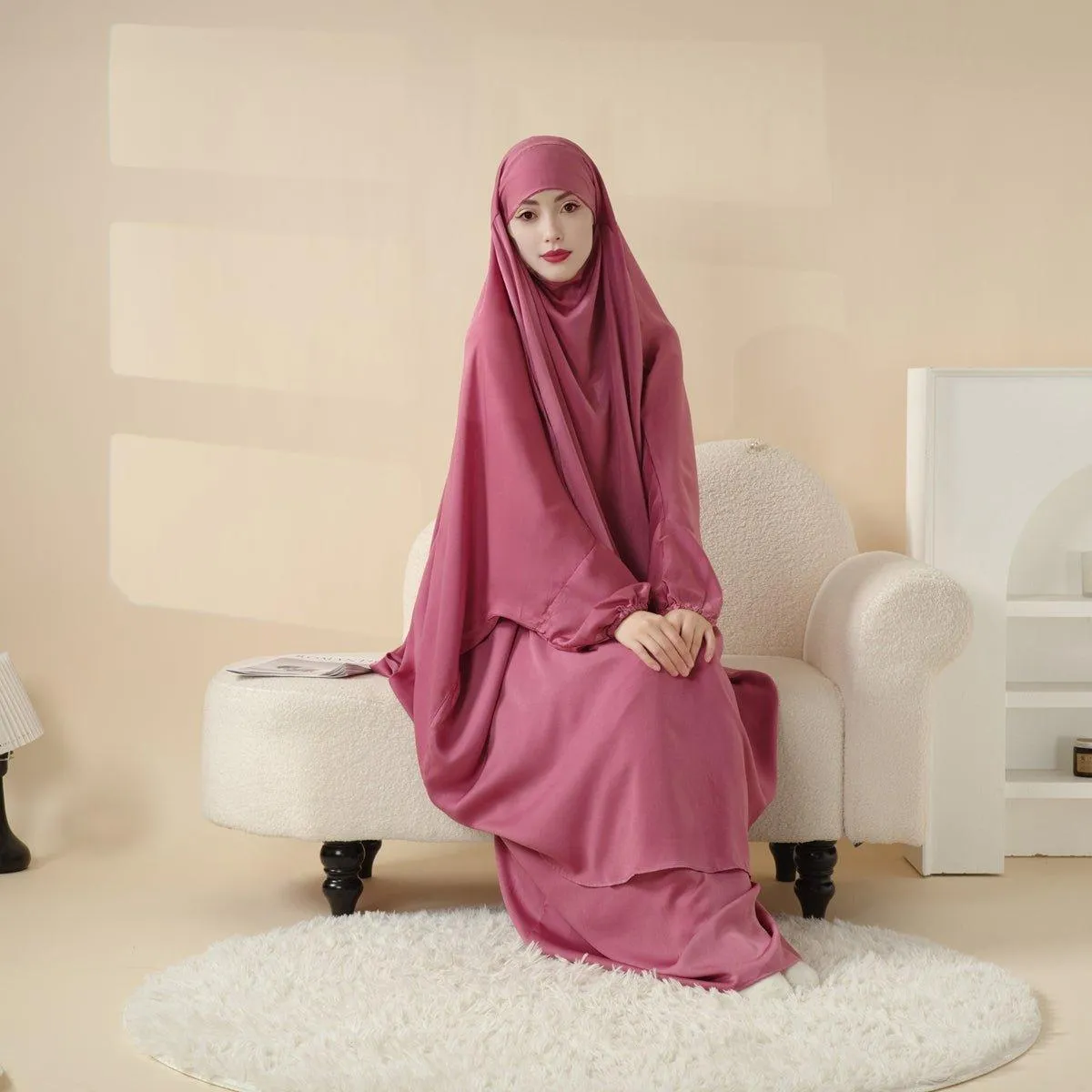 MJ008 Nida Fabric 2-Piece Jilbab Set - Elegant and Comfortable Islamic Clothing