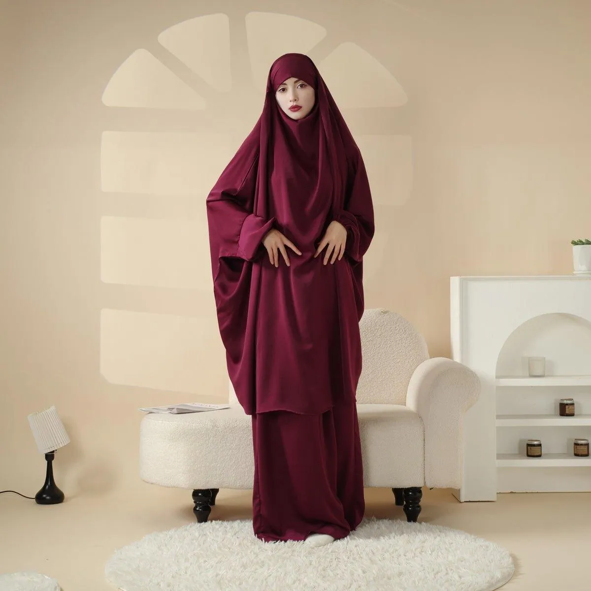 MJ008 Nida Fabric 2-Piece Jilbab Set - Elegant and Comfortable Islamic Clothing