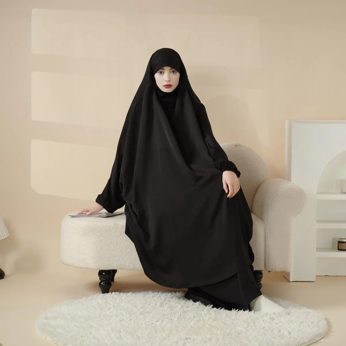 MJ008 Nida Fabric 2-Piece Jilbab Set - Elegant and Comfortable Islamic Clothing