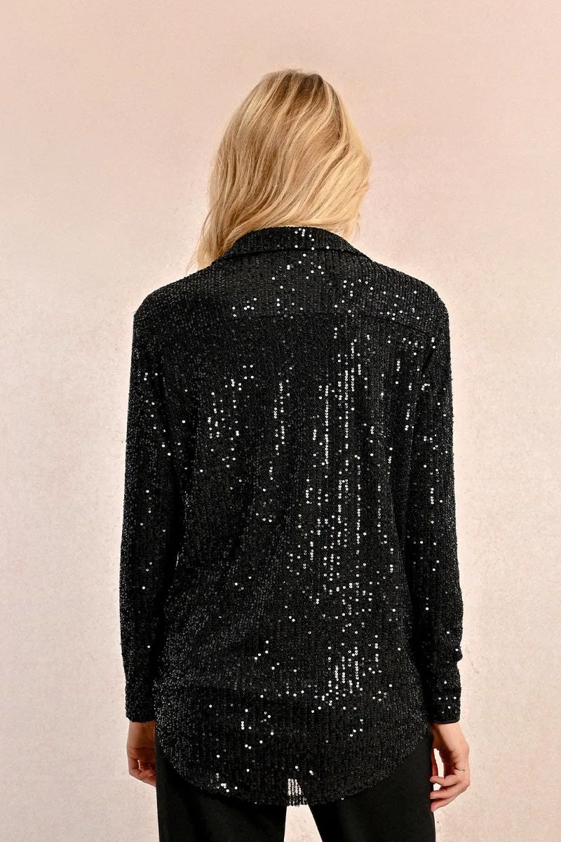 Molly Bracken Black Sequin Shirt