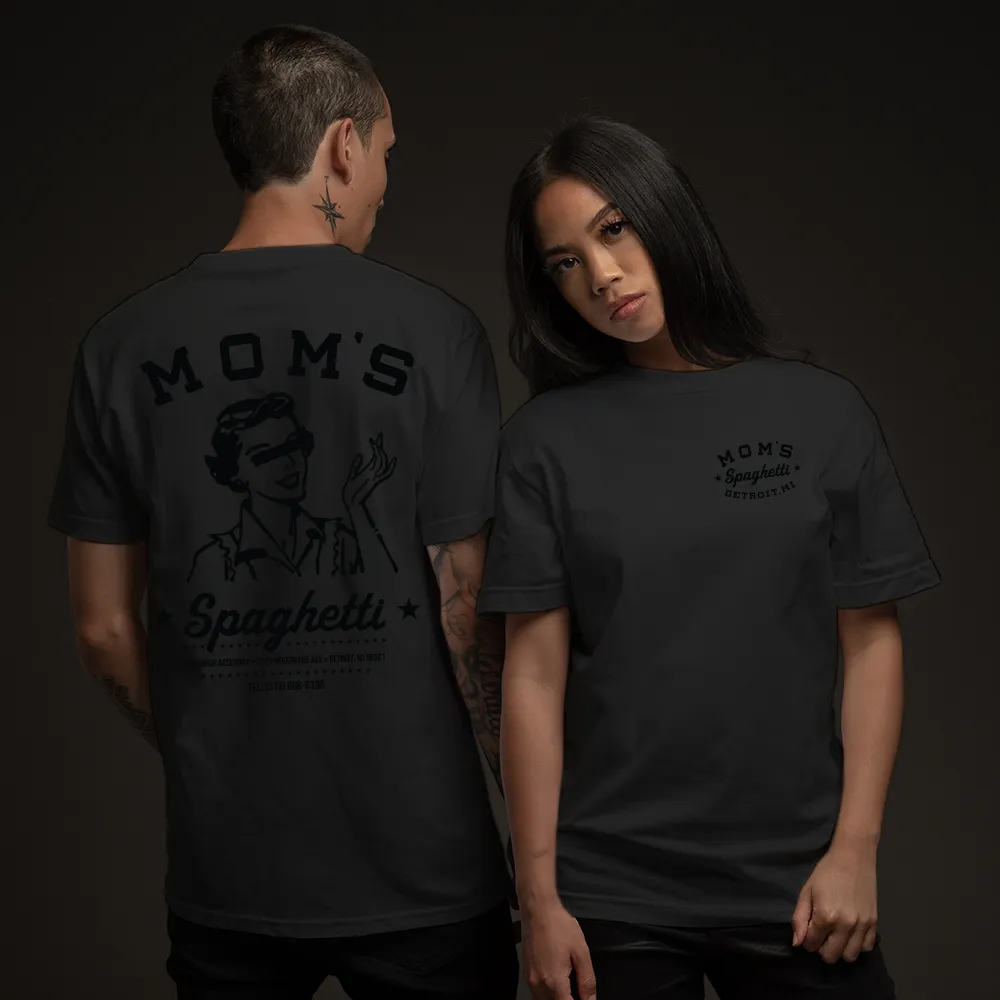 Mom's Spaghetti Chef T-Shirt (Black on Black)