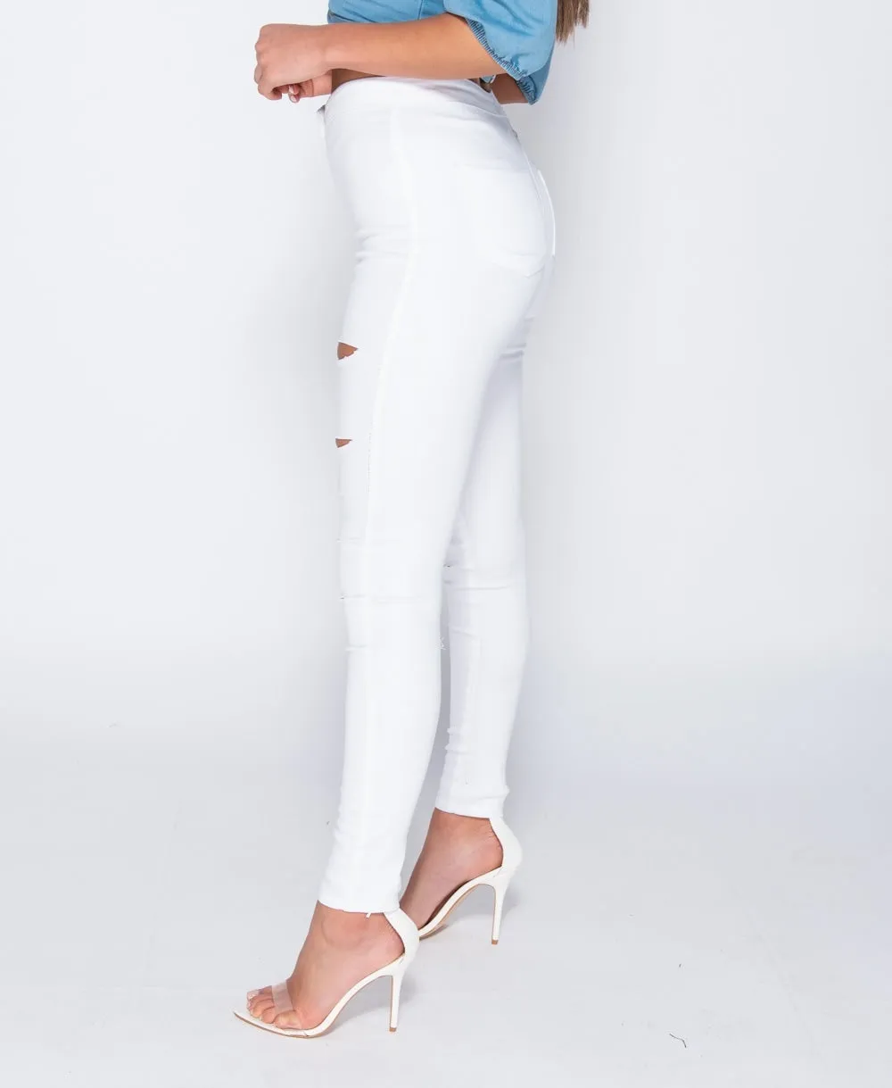Multi Slash High Waisted Jeggings